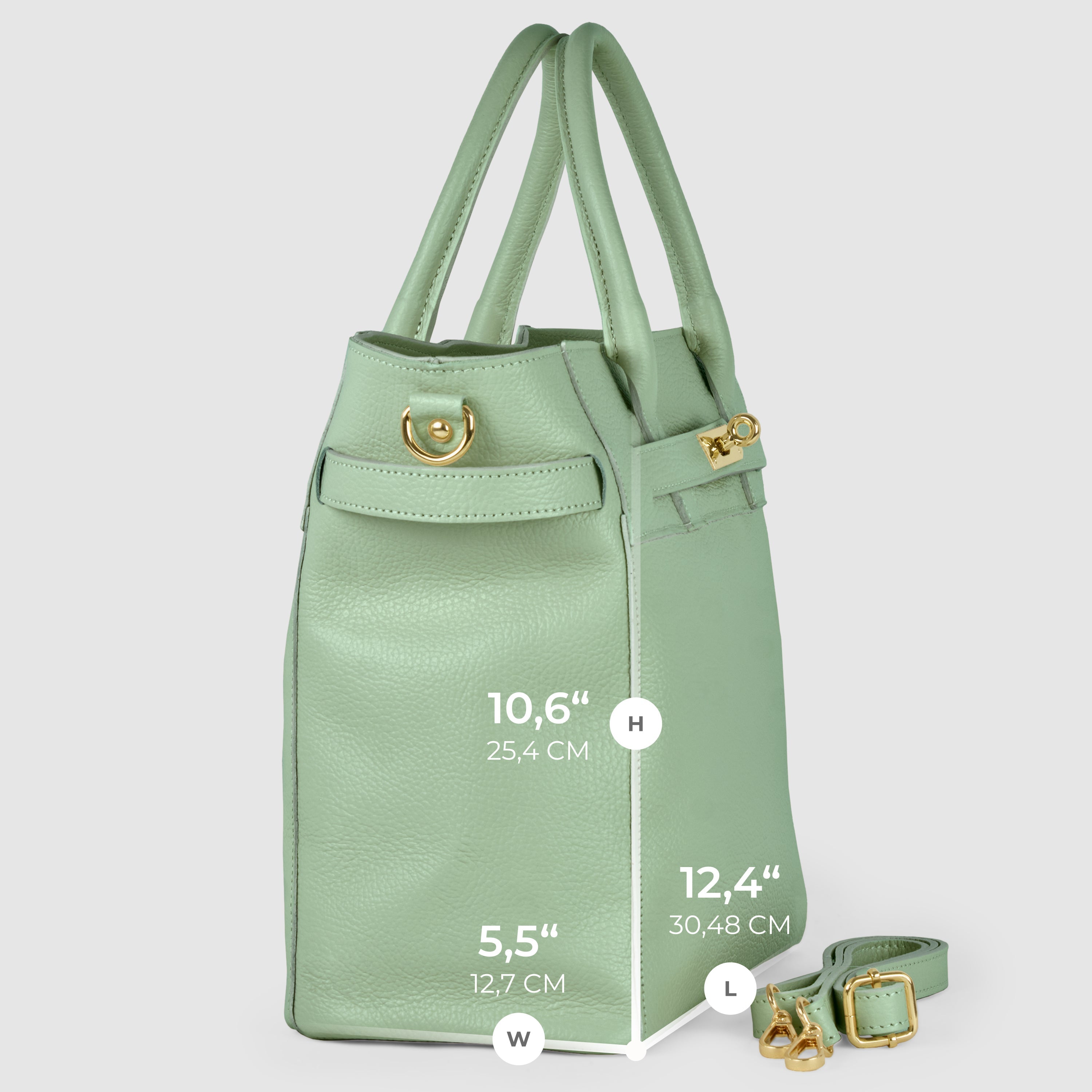 Italian Genuine Calf Leather Top-Handle Bag with Crossbody Strap