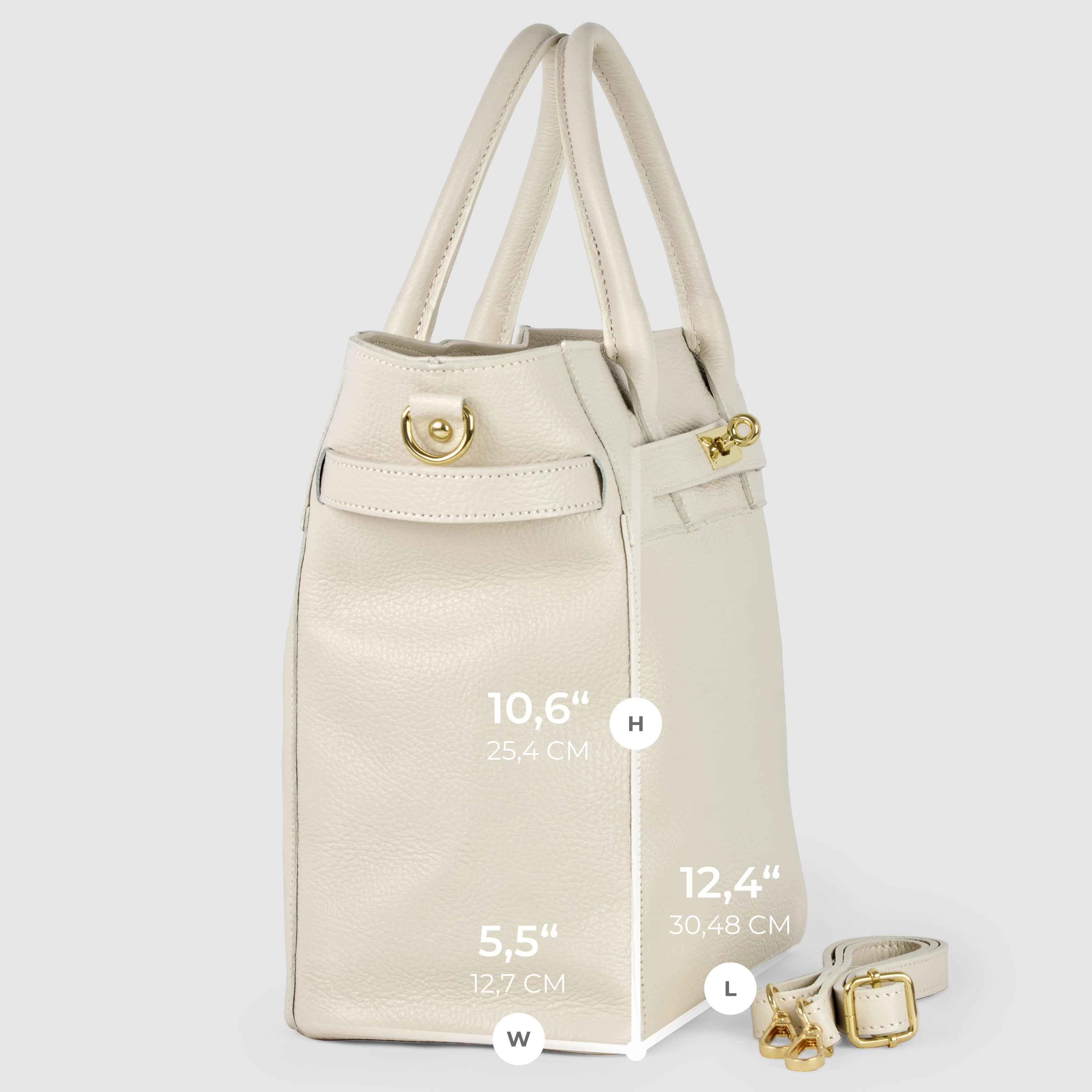 Italian Genuine Calf Leather Top-Handle Bag with Crossbody Strap