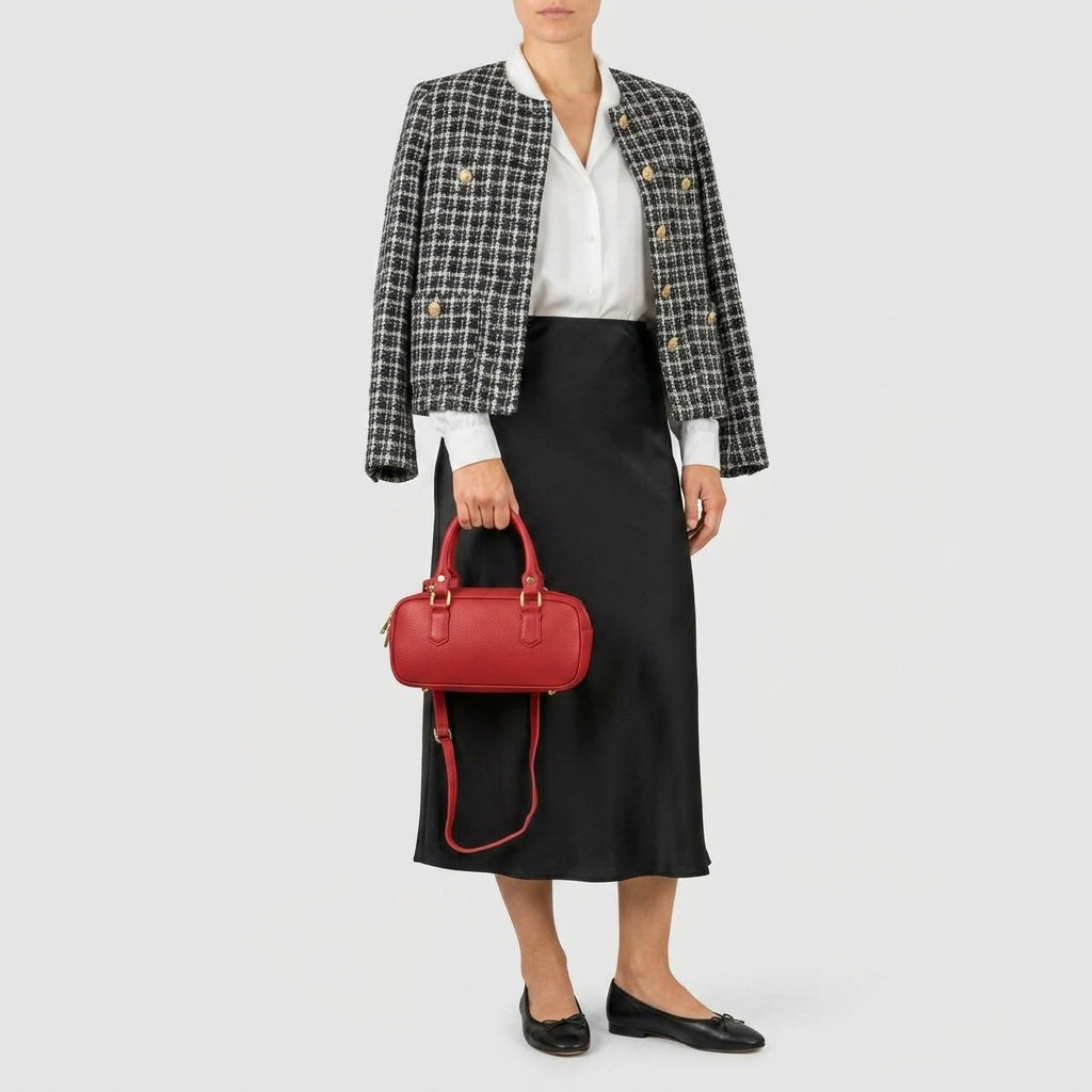 Italian Genuine Calf Leather Top-Handle Bag for Women