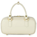 Minimalist Italian genuine calf leather top-handle bag in solid color with detachable strap.