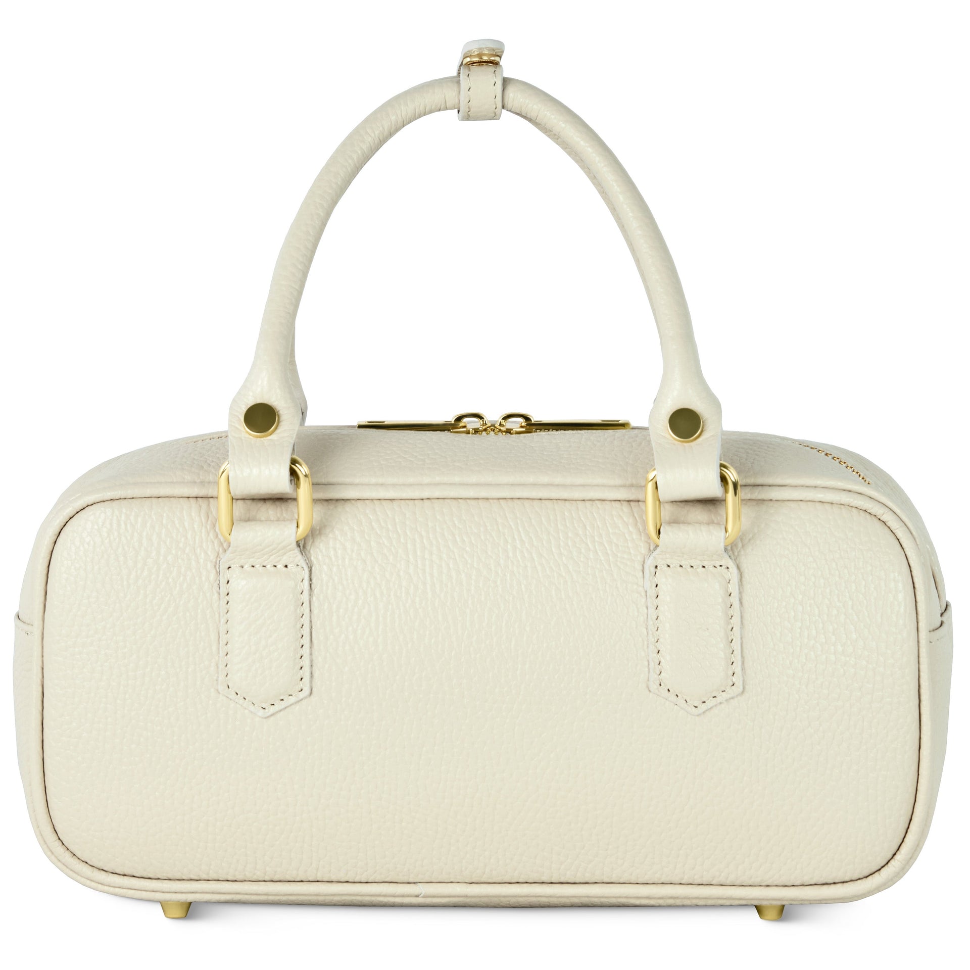 Minimalist Italian genuine calf leather top-handle bag in solid color with detachable strap.