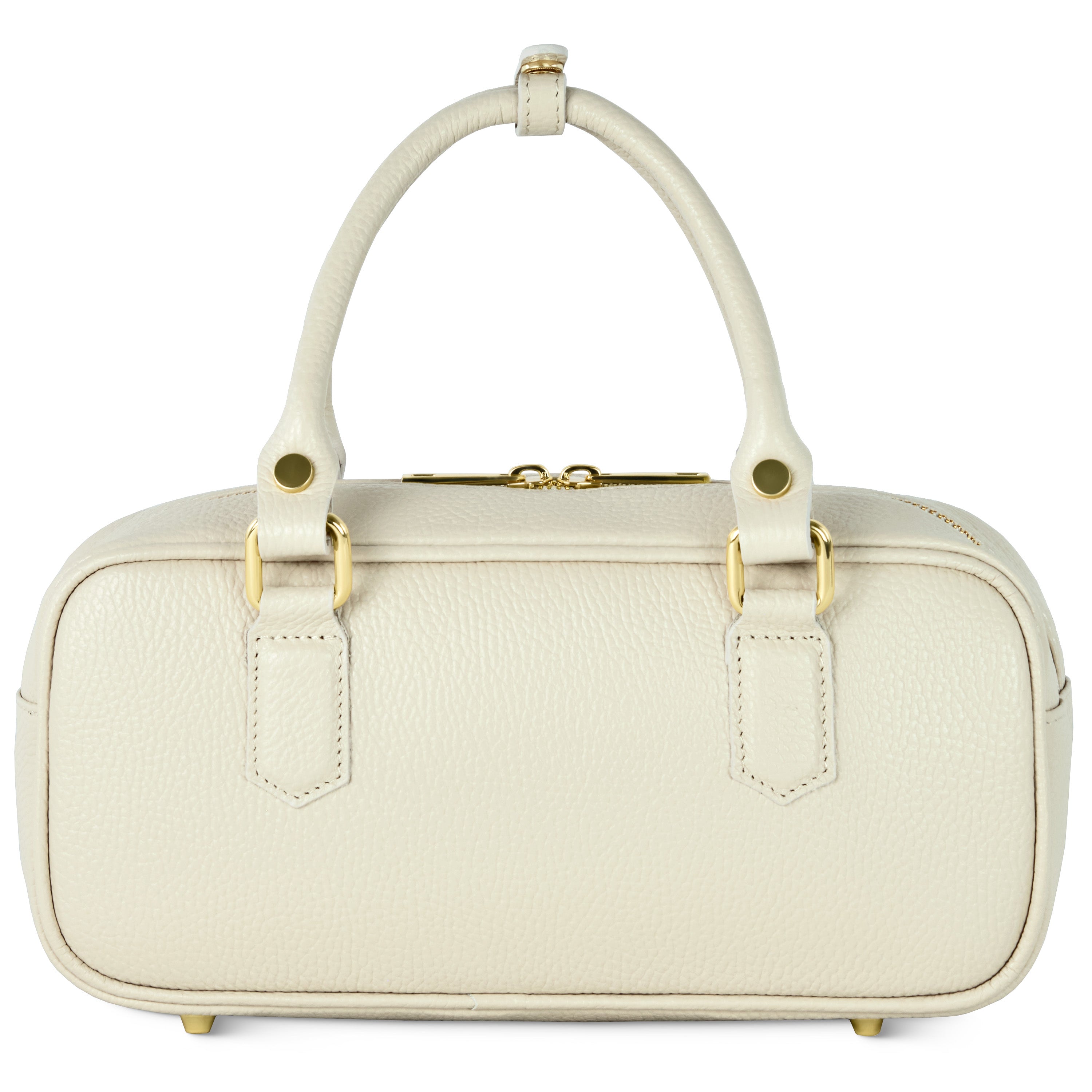 Minimalist Italian genuine calf leather top-handle bag in solid color with detachable strap.