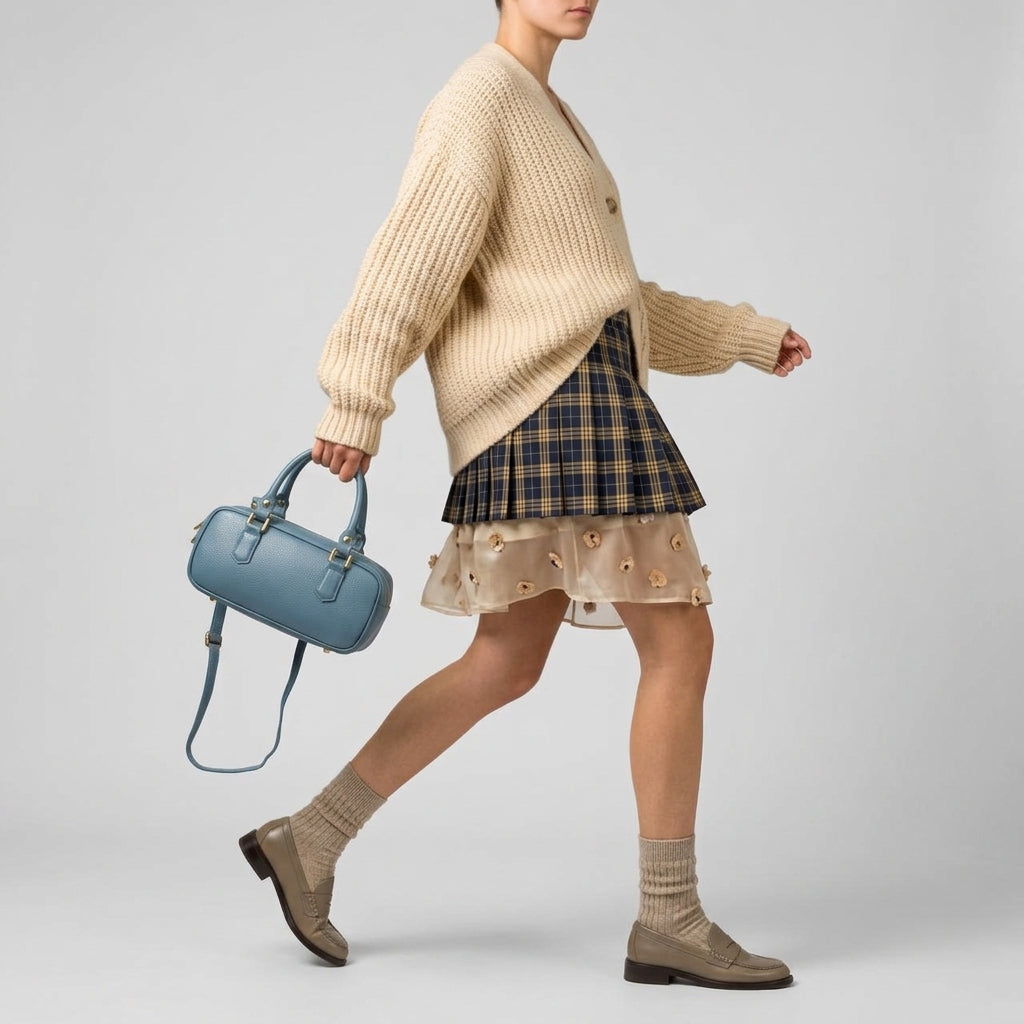 Italian Genuine Calf Leather Top-Handle Bag for Women