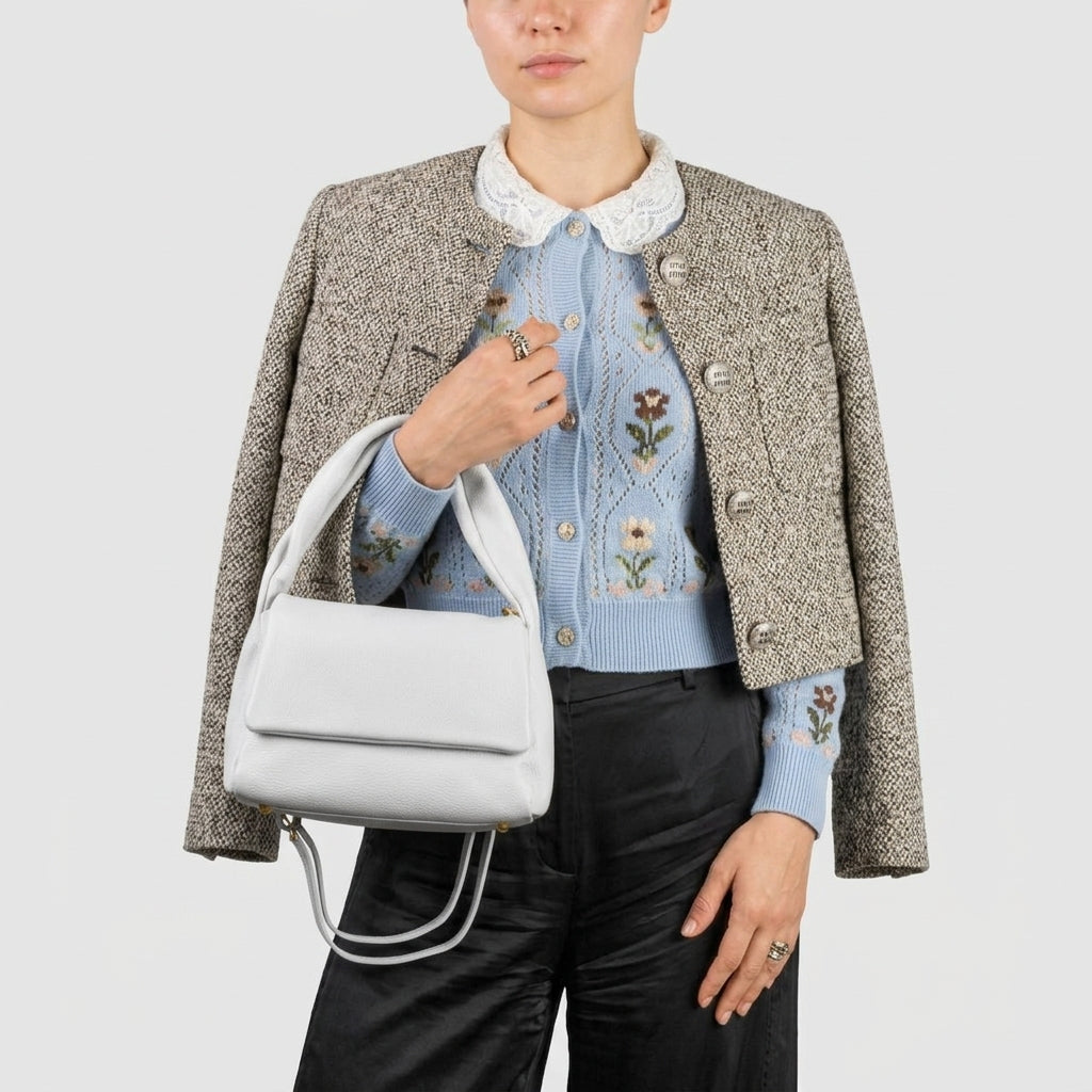 Italian Genuine Calf Leather Top-Handle Bag