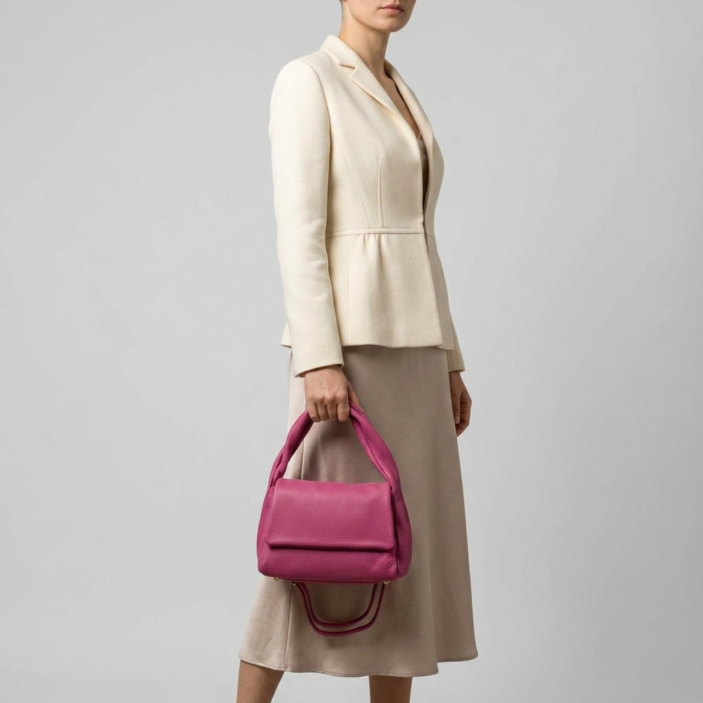Italian Genuine Calf Leather Top-Handle Bag
