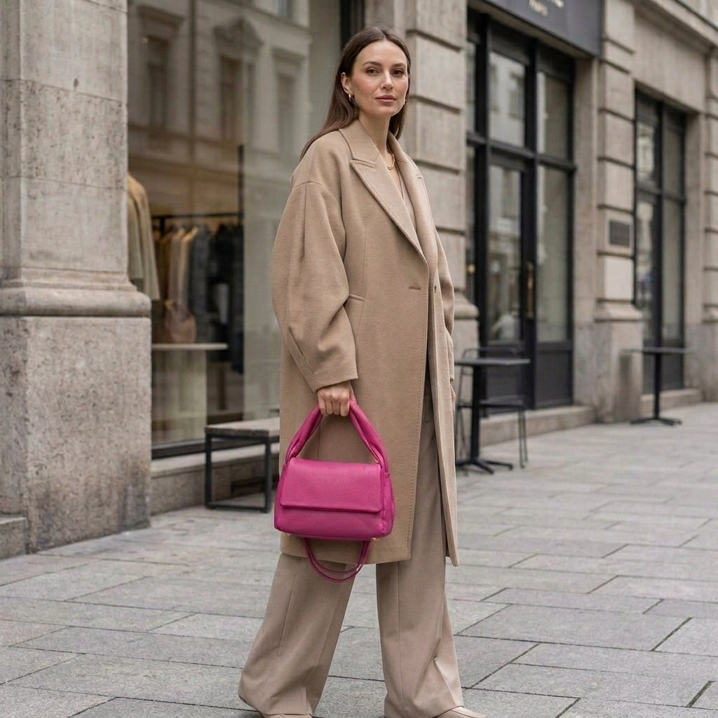 Italian Genuine Calf Leather Top-Handle Bag
