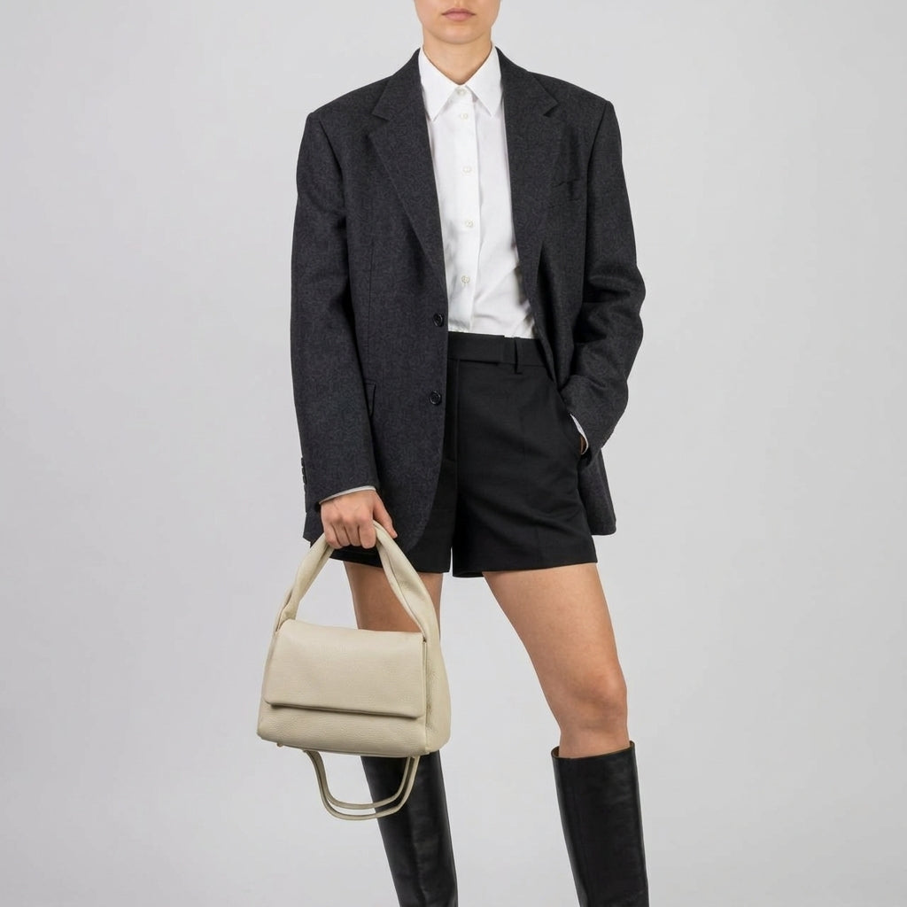Italian Genuine Calf Leather Top-Handle Bag