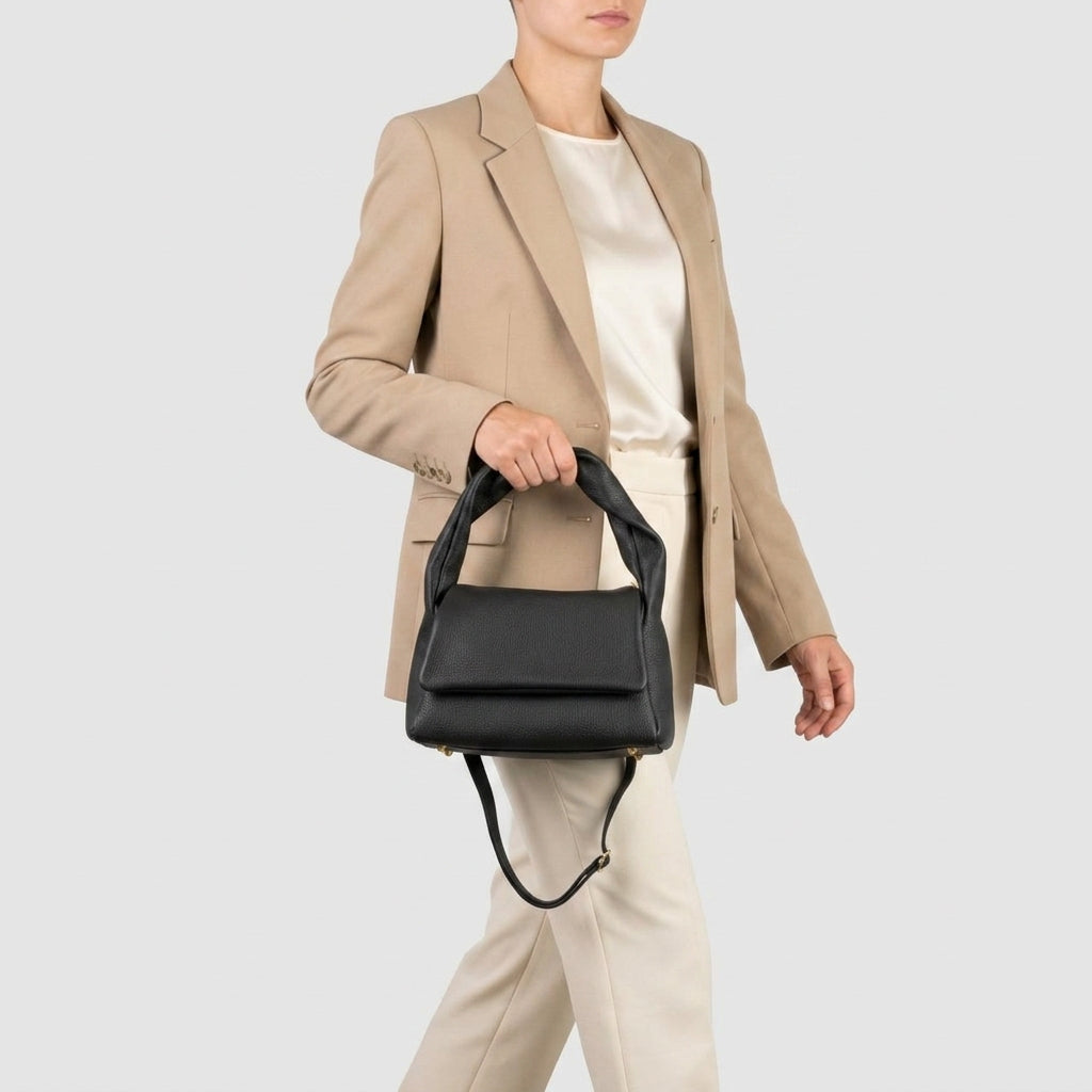 Italian Genuine Calf Leather Top-Handle Bag