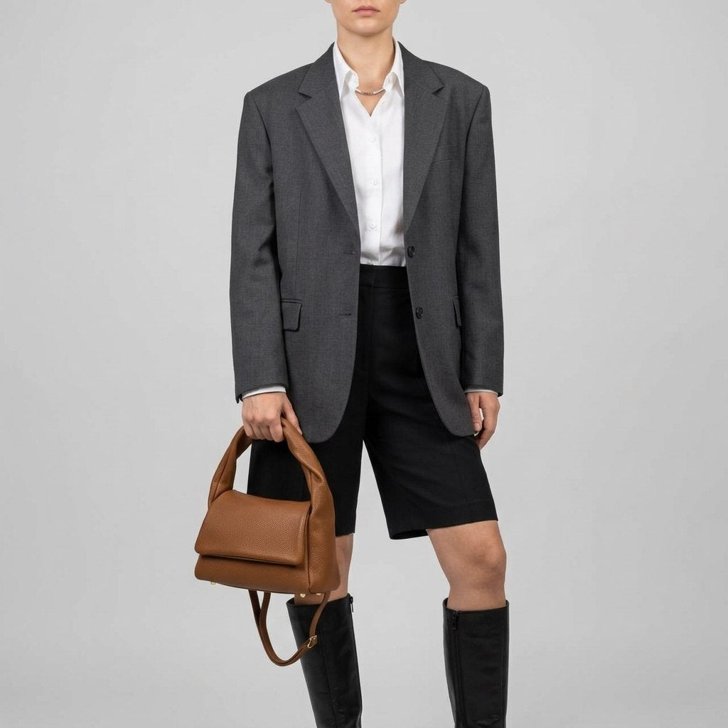 Italian Genuine Calf Leather Top-Handle Bag
