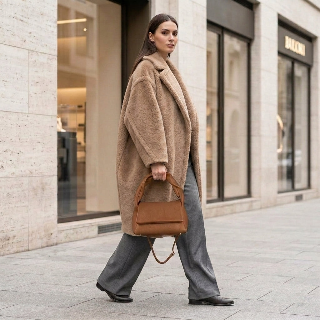 Italian Genuine Calf Leather Top-Handle Bag