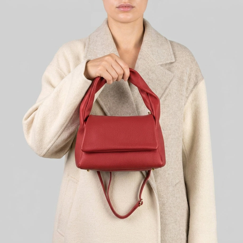 Italian Genuine Calf Leather Top-Handle Bag