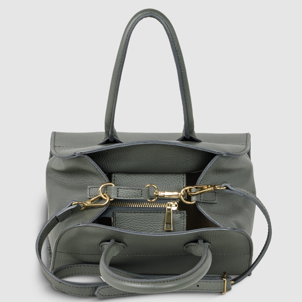 Italian Genuine Calf Leather Top-Handle Structured Bag