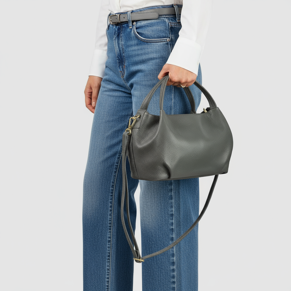 Small Italian Genuine Calf Leather Dumpling Bag