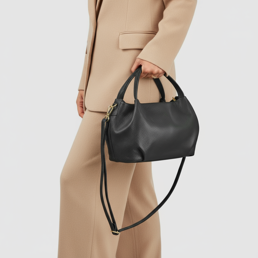 Small Italian Genuine Calf Leather Dumpling Bag