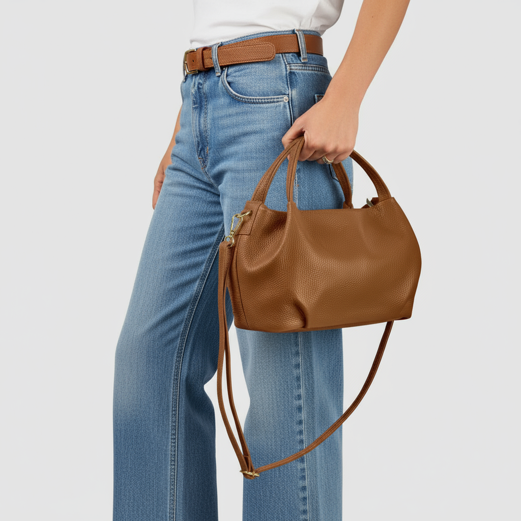 Small Italian Genuine Calf Leather Dumpling Bag
