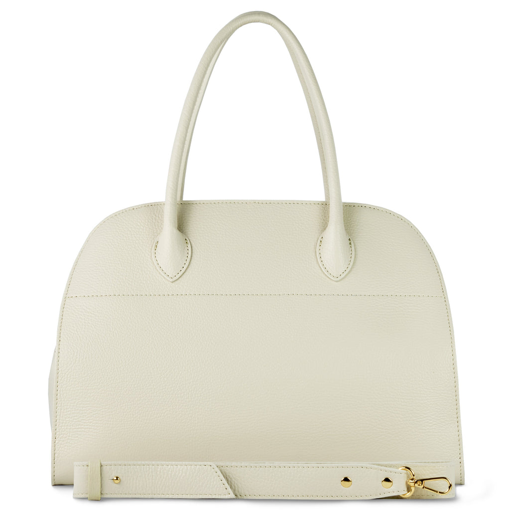 Italian Genuine Calf Leather Structured Top-Handle Bag