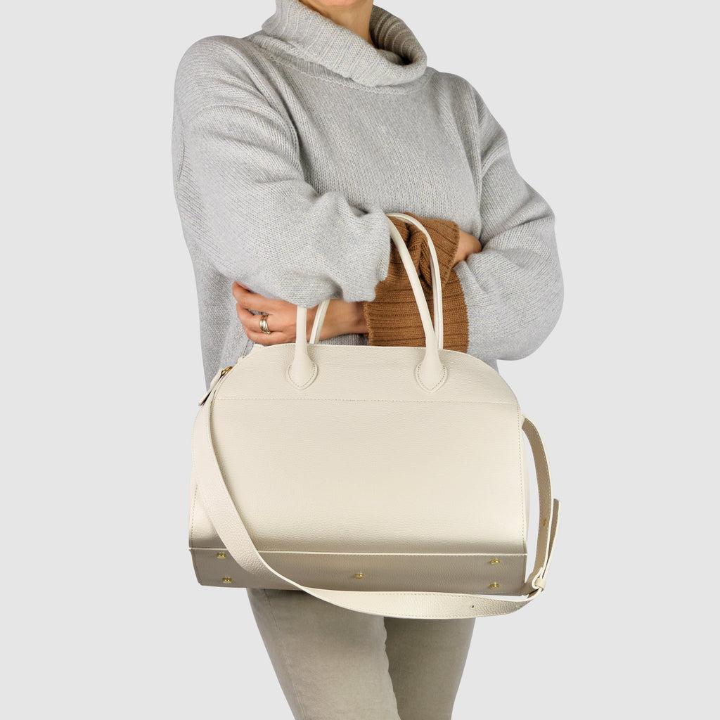 Italian Genuine Calf Leather Structured Top-Handle Bag