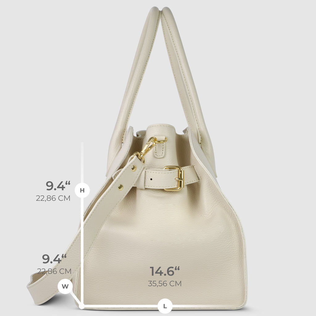 Italian Genuine Calf Leather Structured Top-Handle Bag