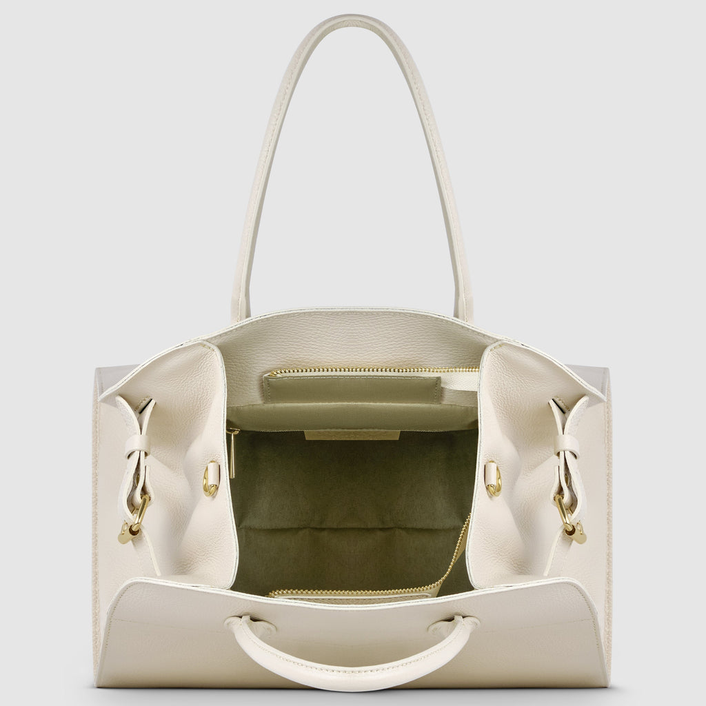 Italian Genuine Calf Leather Structured Top-Handle Bag