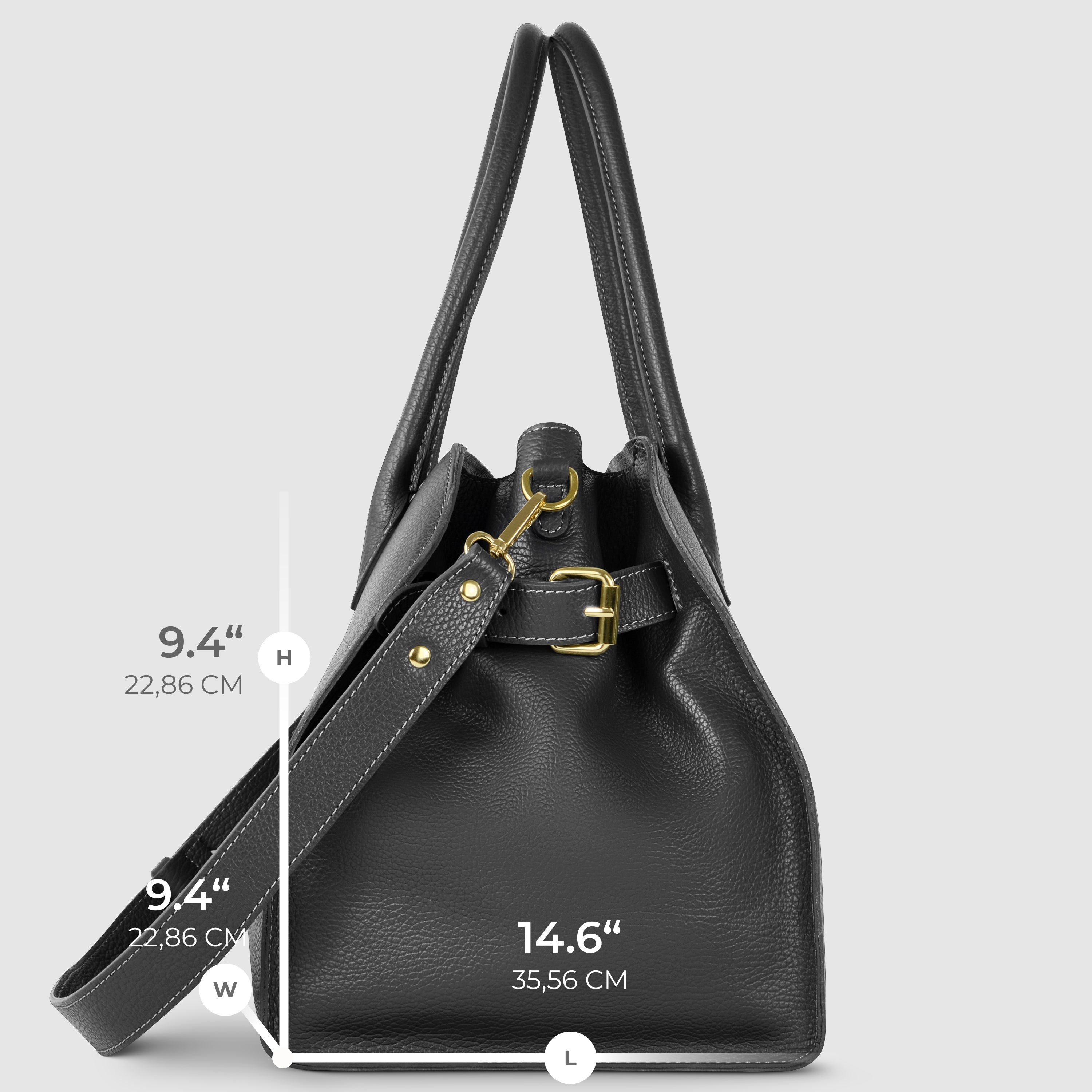 Italian Genuine Calf Leather Structured Top-Handle Bag