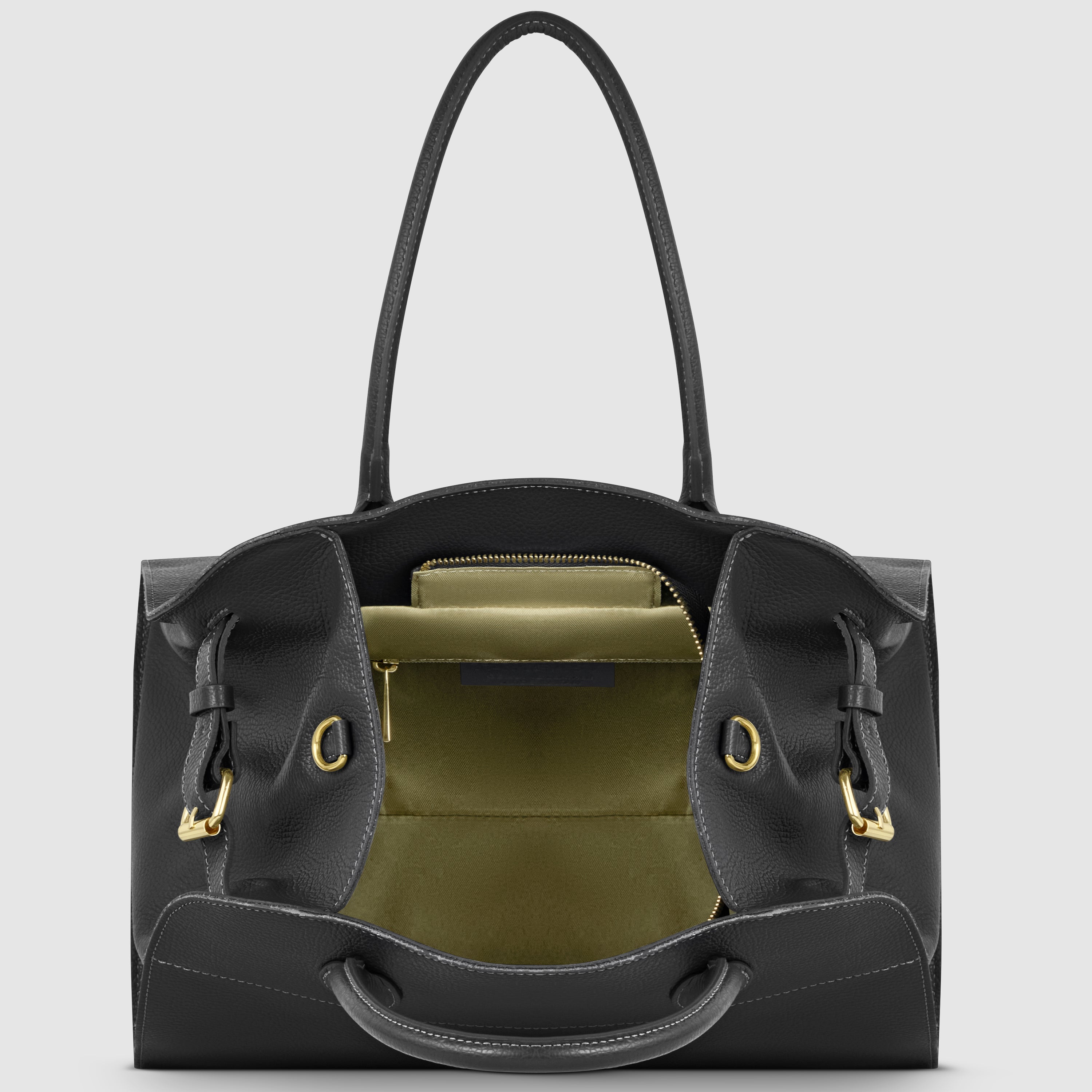 Italian Genuine Calf Leather Structured Top-Handle Bag