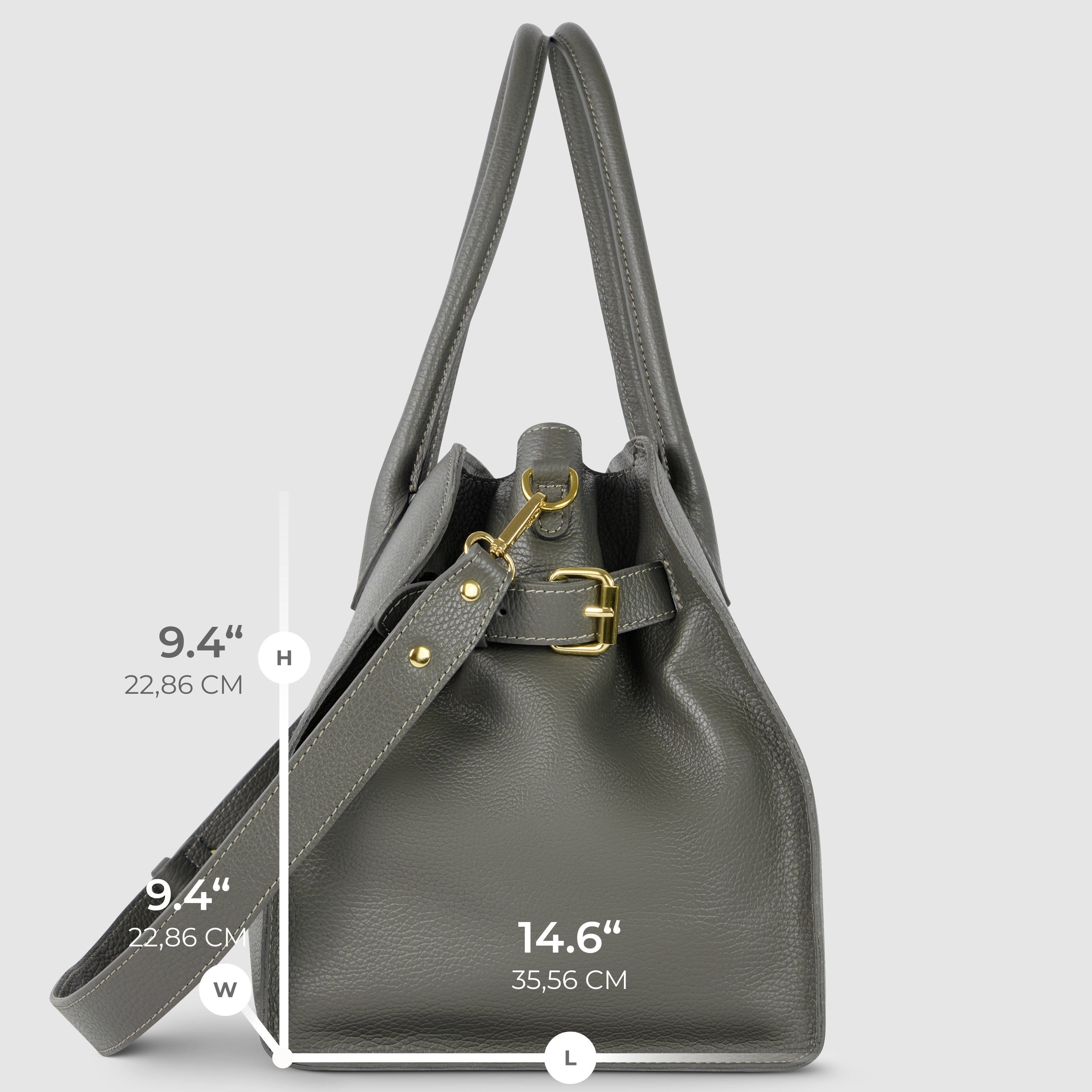 Italian Genuine Calf Leather Structured Top-Handle Bag
