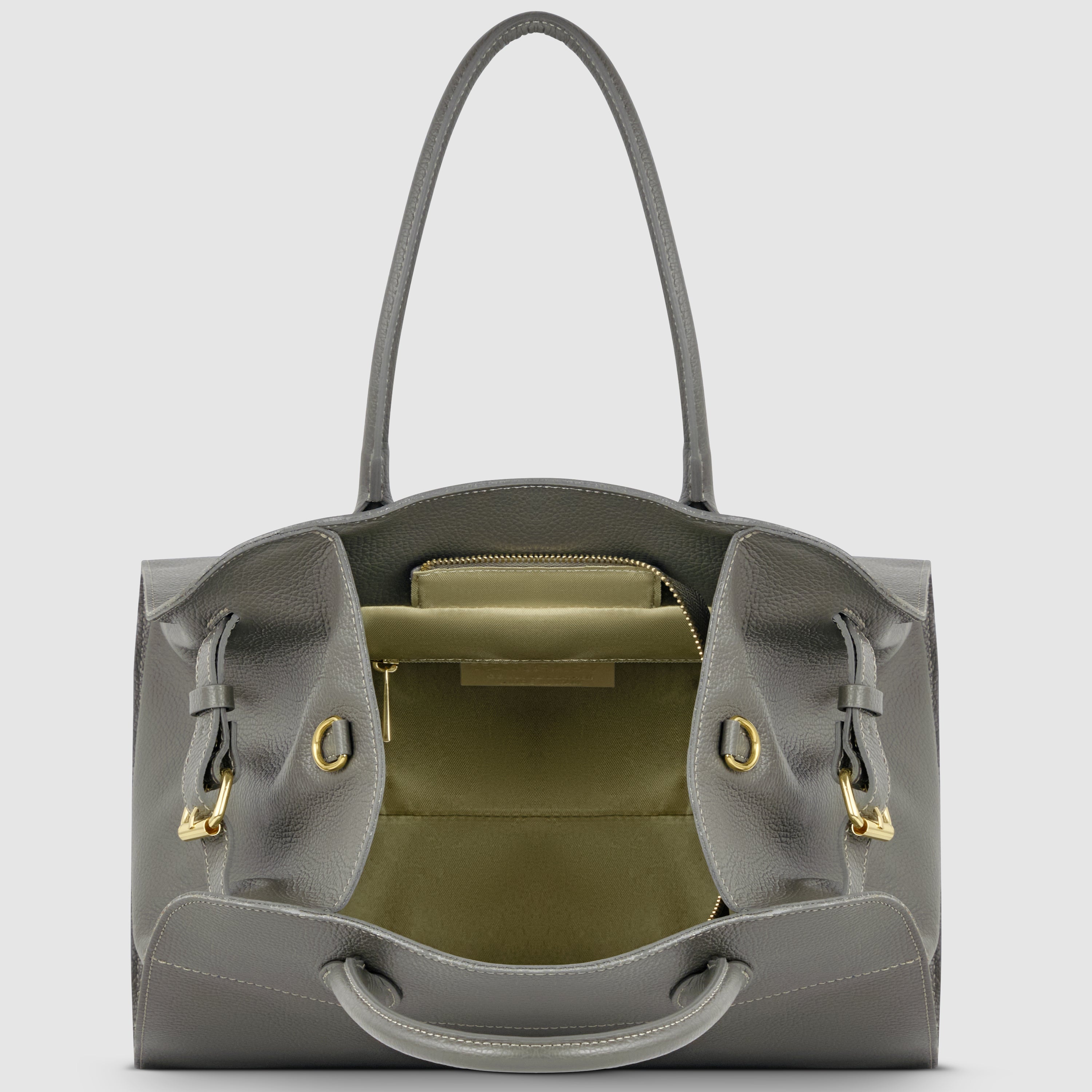 Italian Genuine Calf Leather Structured Top-Handle Bag