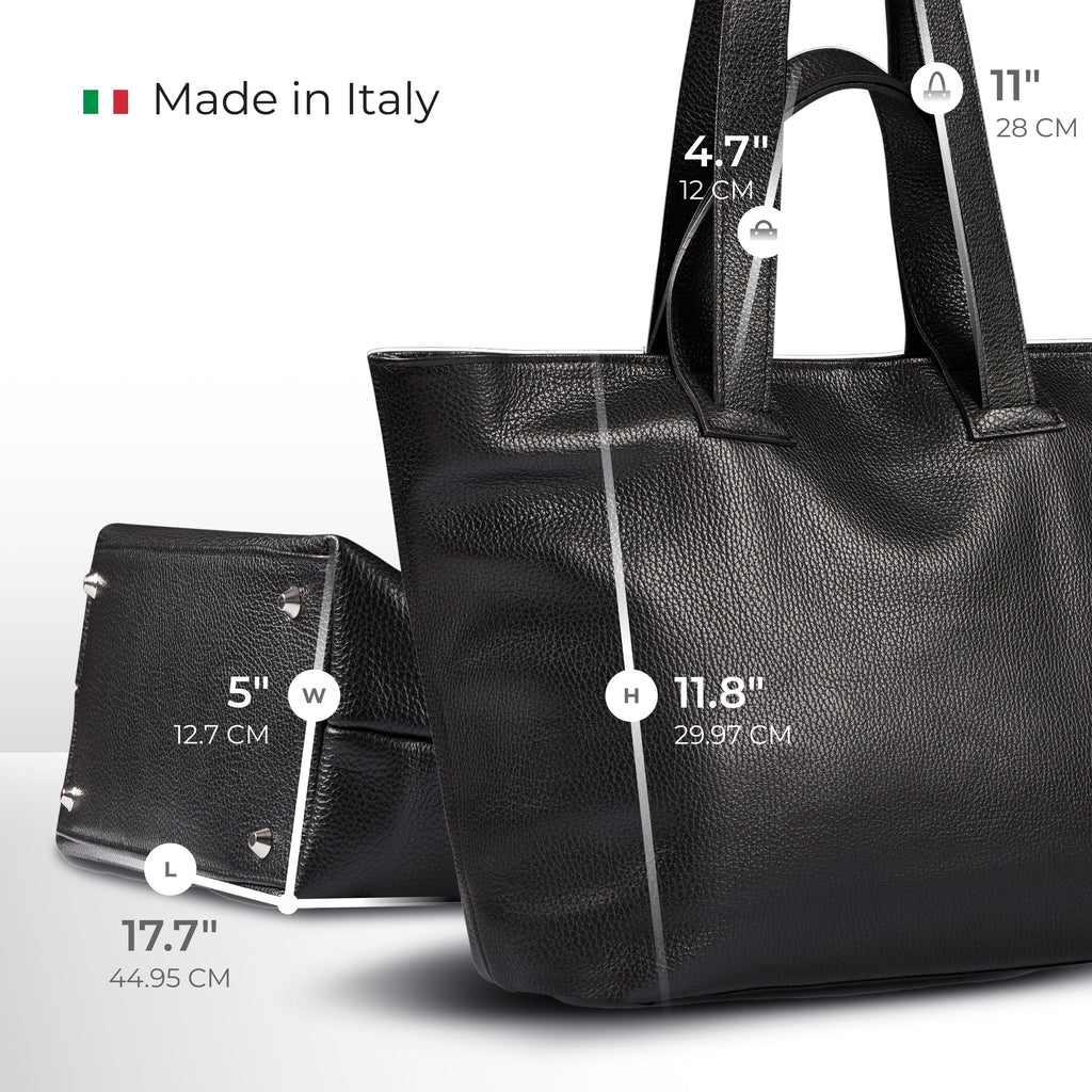 Italian Genuine Calf Leather Tote Bag in Professional Style