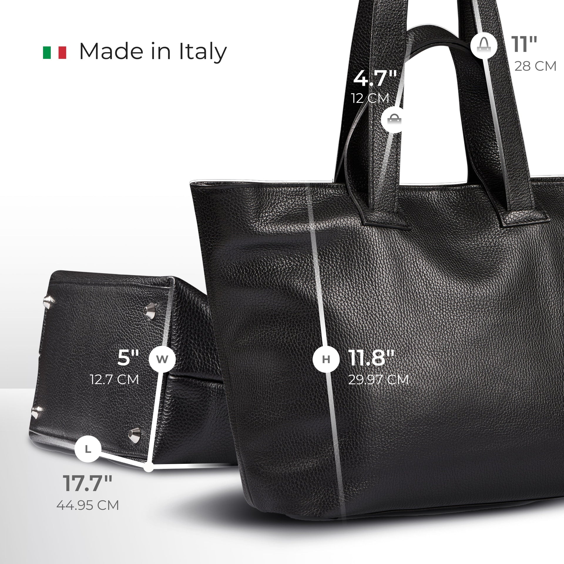 Italian Genuine Calf Leather Tote Bag in Professional Style