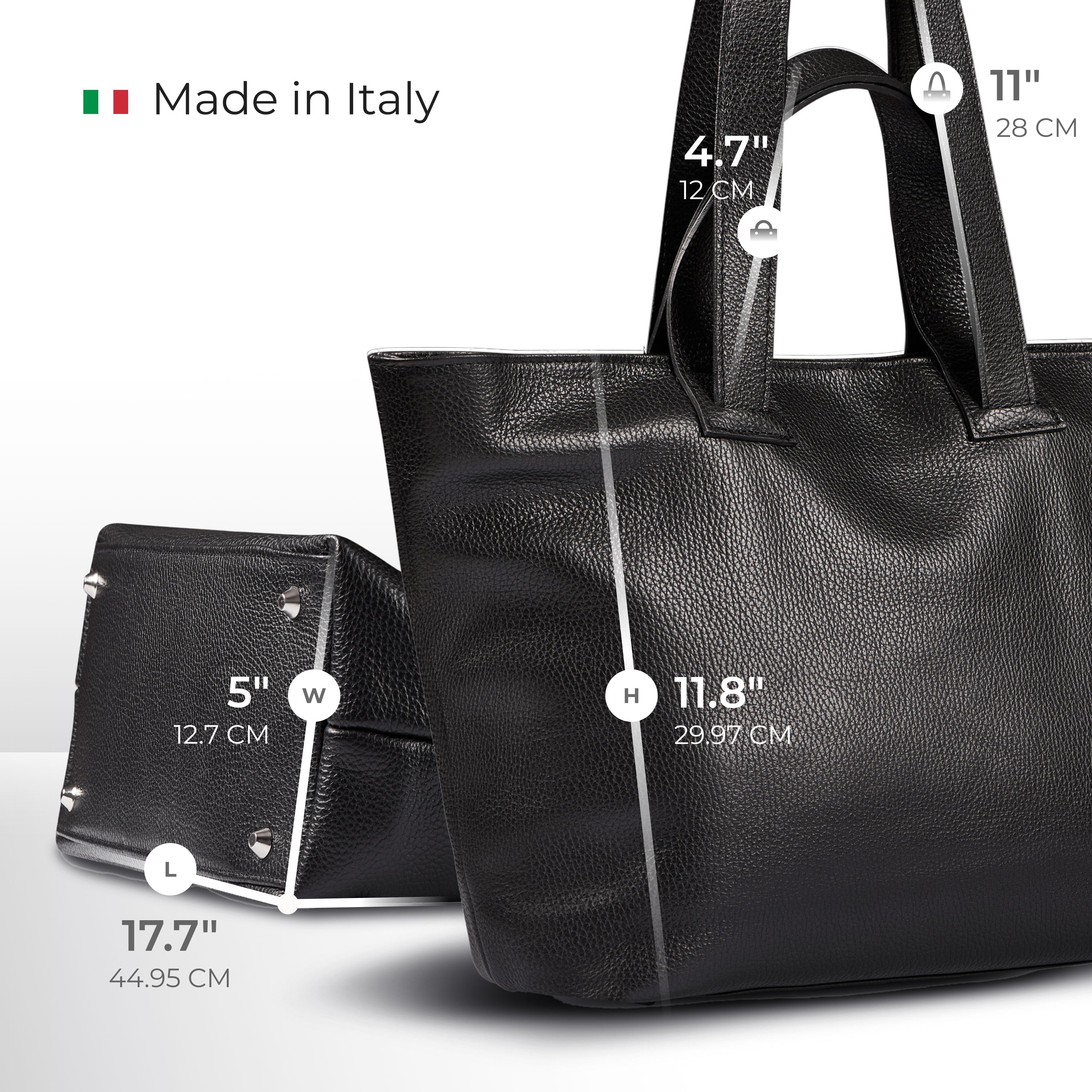 Italian Genuine Calf Leather Tote Bag in Professional Style