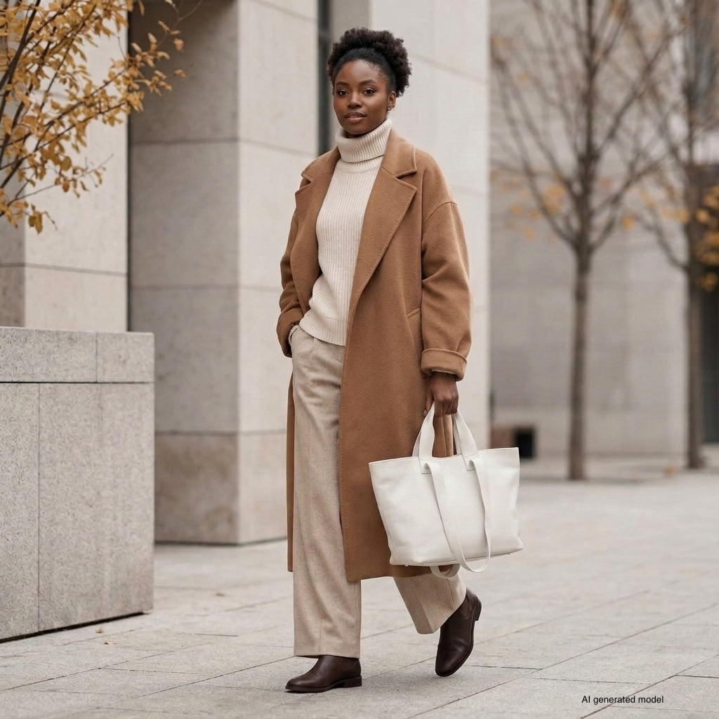 Italian Genuine Calf Leather Tote Bag in Professional Style