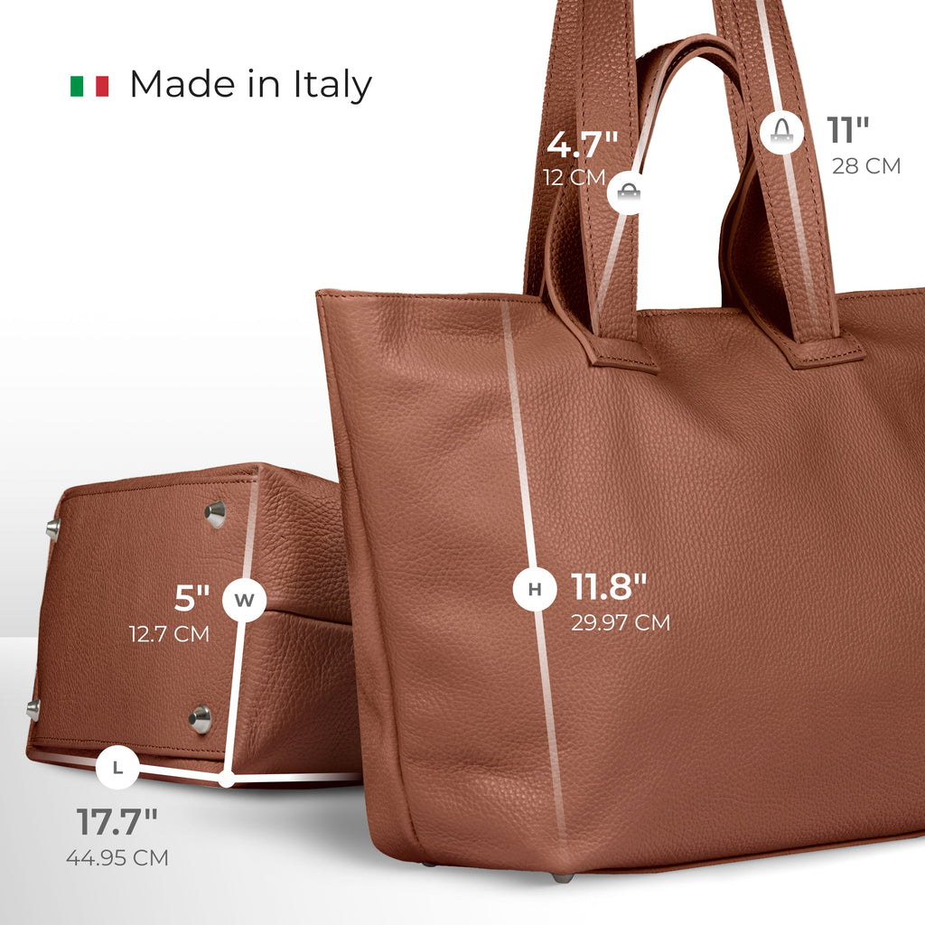 Italian Genuine Calf Leather Tote Bag in Professional Style