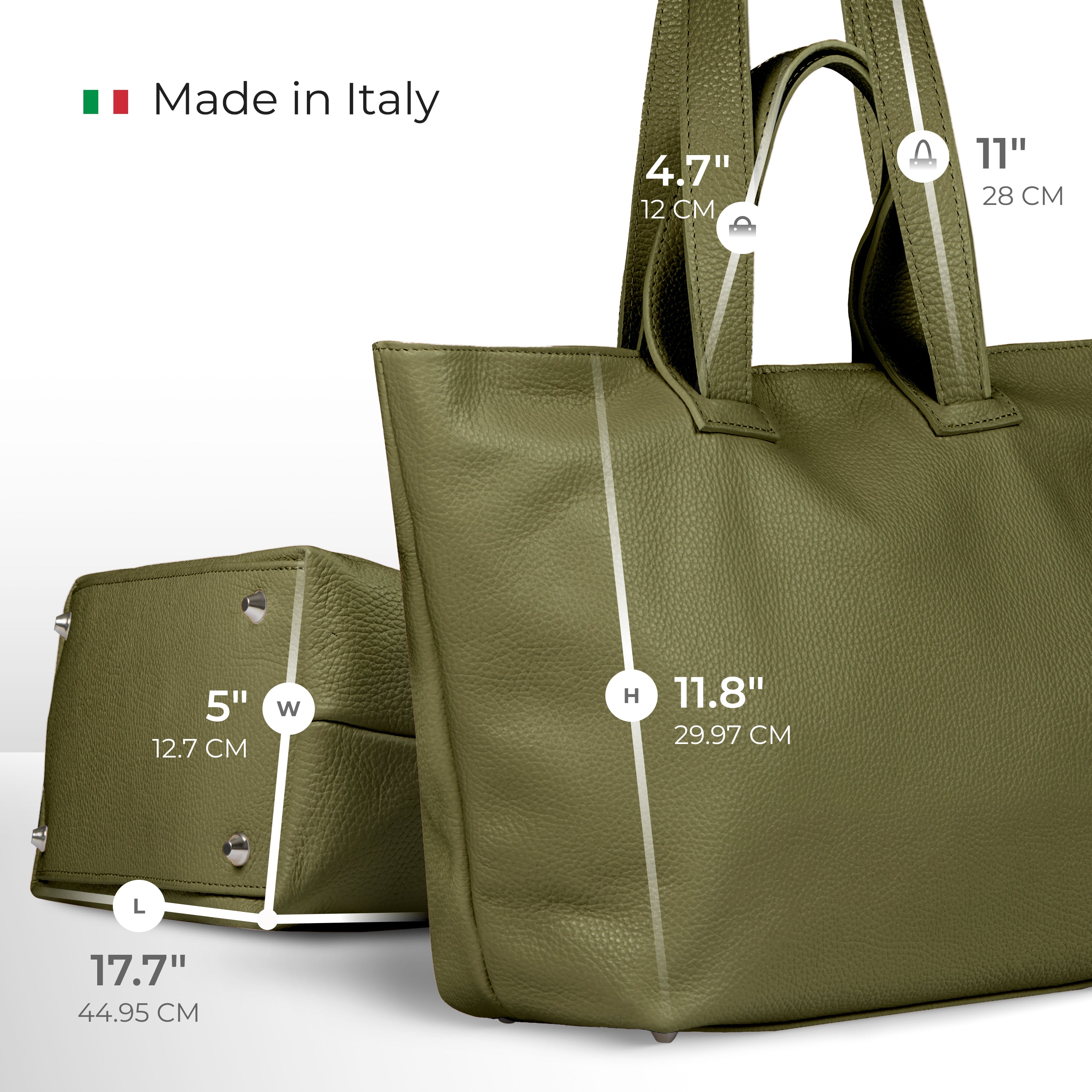 Italian Genuine Calf Leather Tote Bag in Professional Style