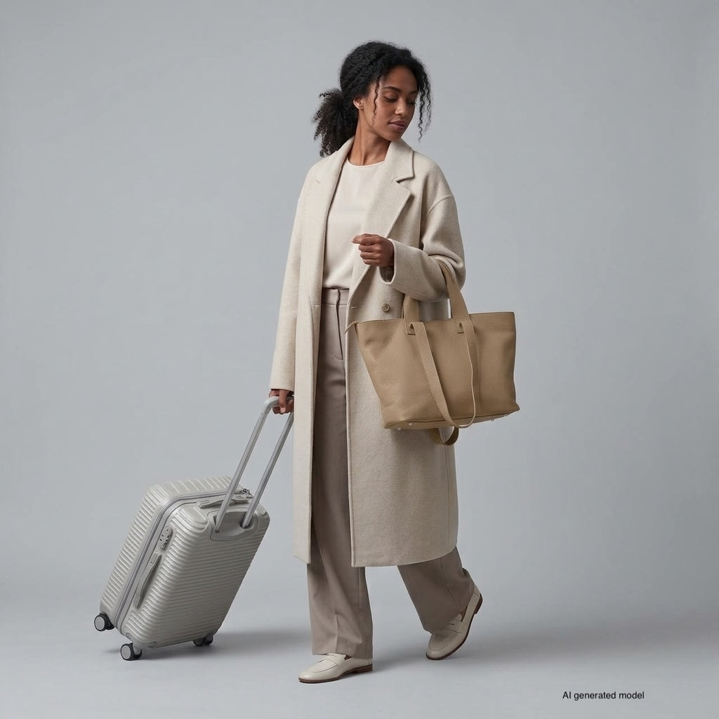 Italian Genuine Calf Leather Tote Bag in Professional Style