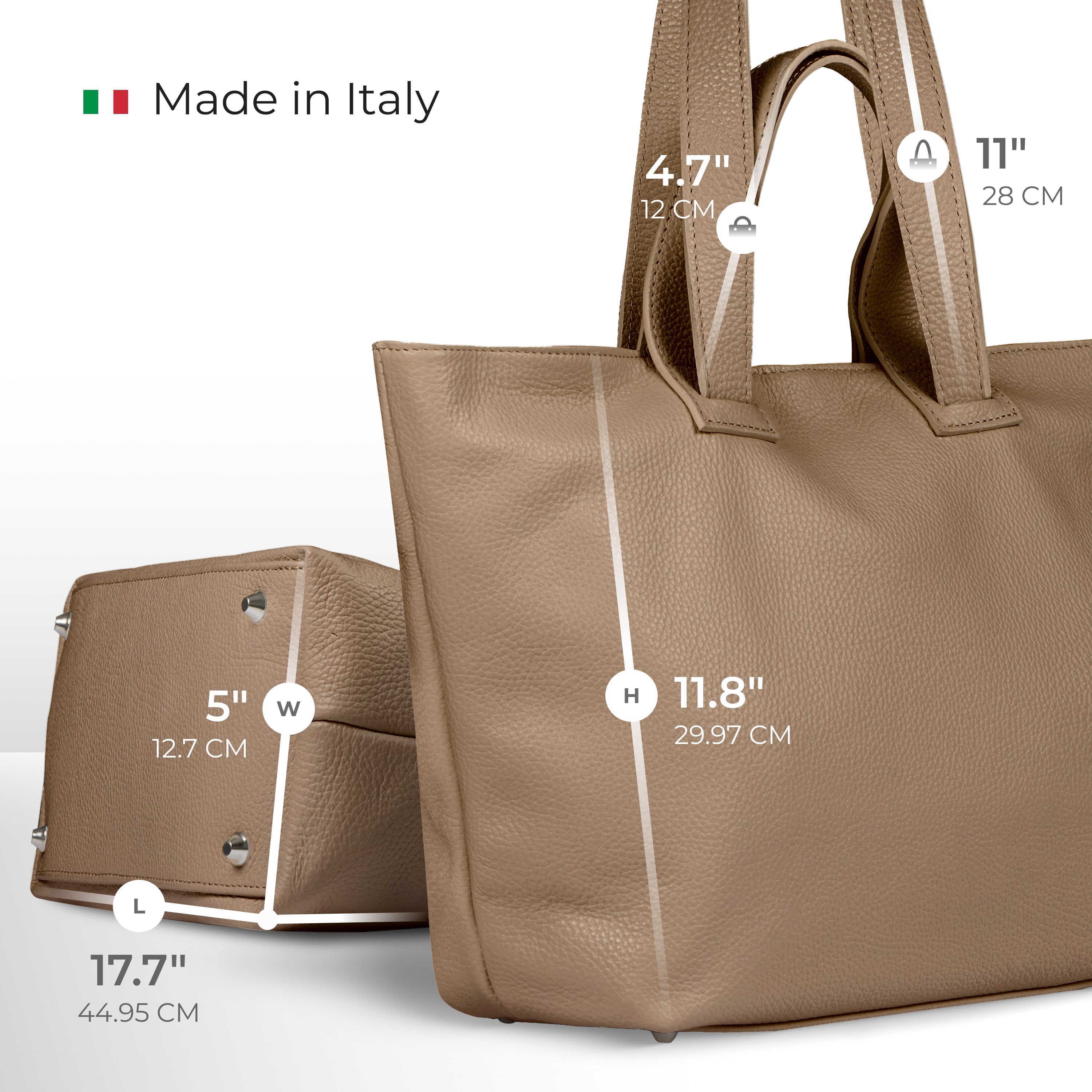 Italian Genuine Calf Leather Tote Bag in Professional Style