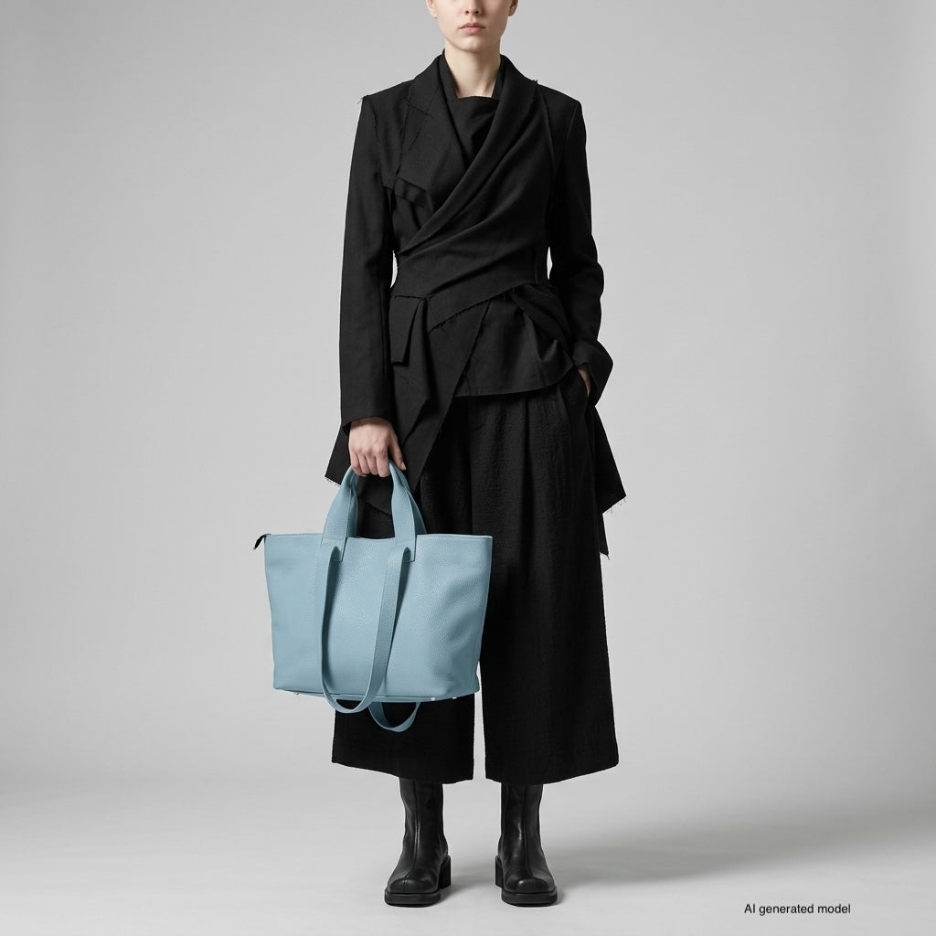 Italian Genuine Calf Leather Tote Bag in Professional Style