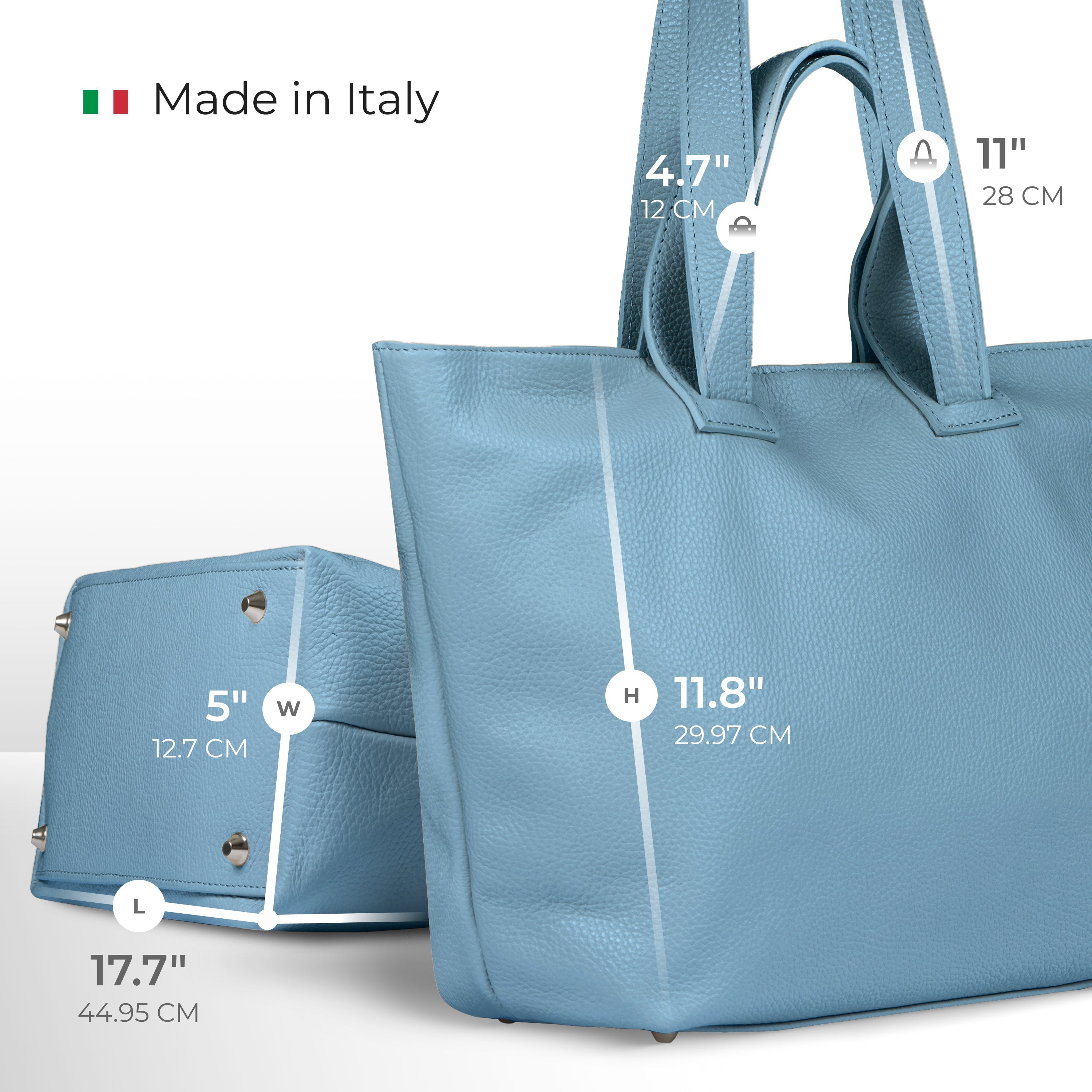 Italian Genuine Calf Leather Tote Bag in Professional Style