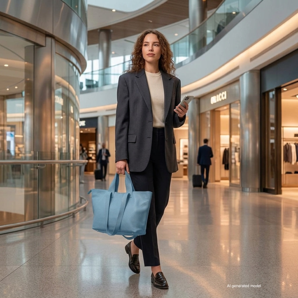 Italian Genuine Calf Leather Tote Bag in Professional Style