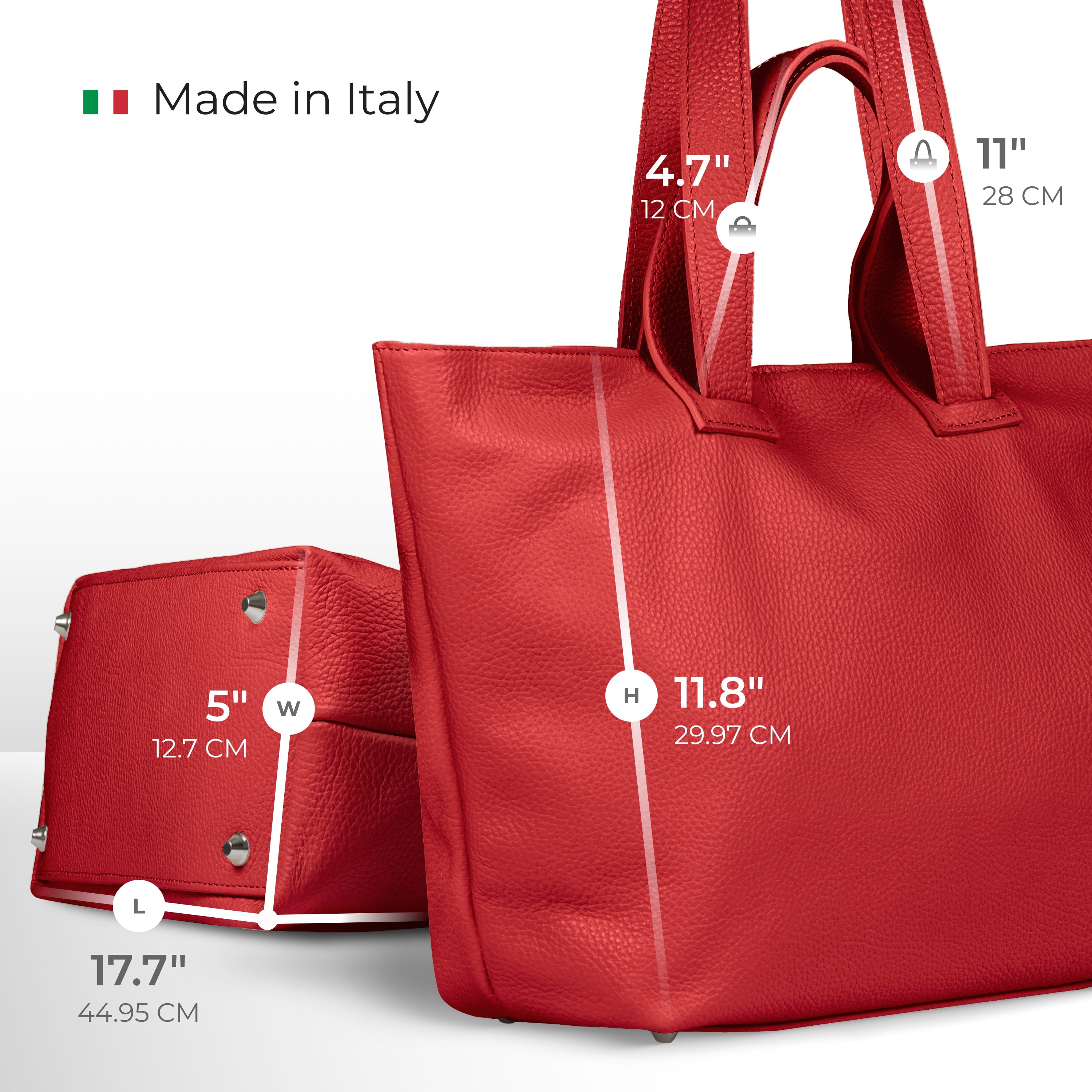 Italian Genuine Calf Leather Tote Bag in Professional Style