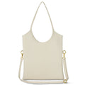 Medium vertical Italian calf leather tote bag with top handles and adjustable strap.