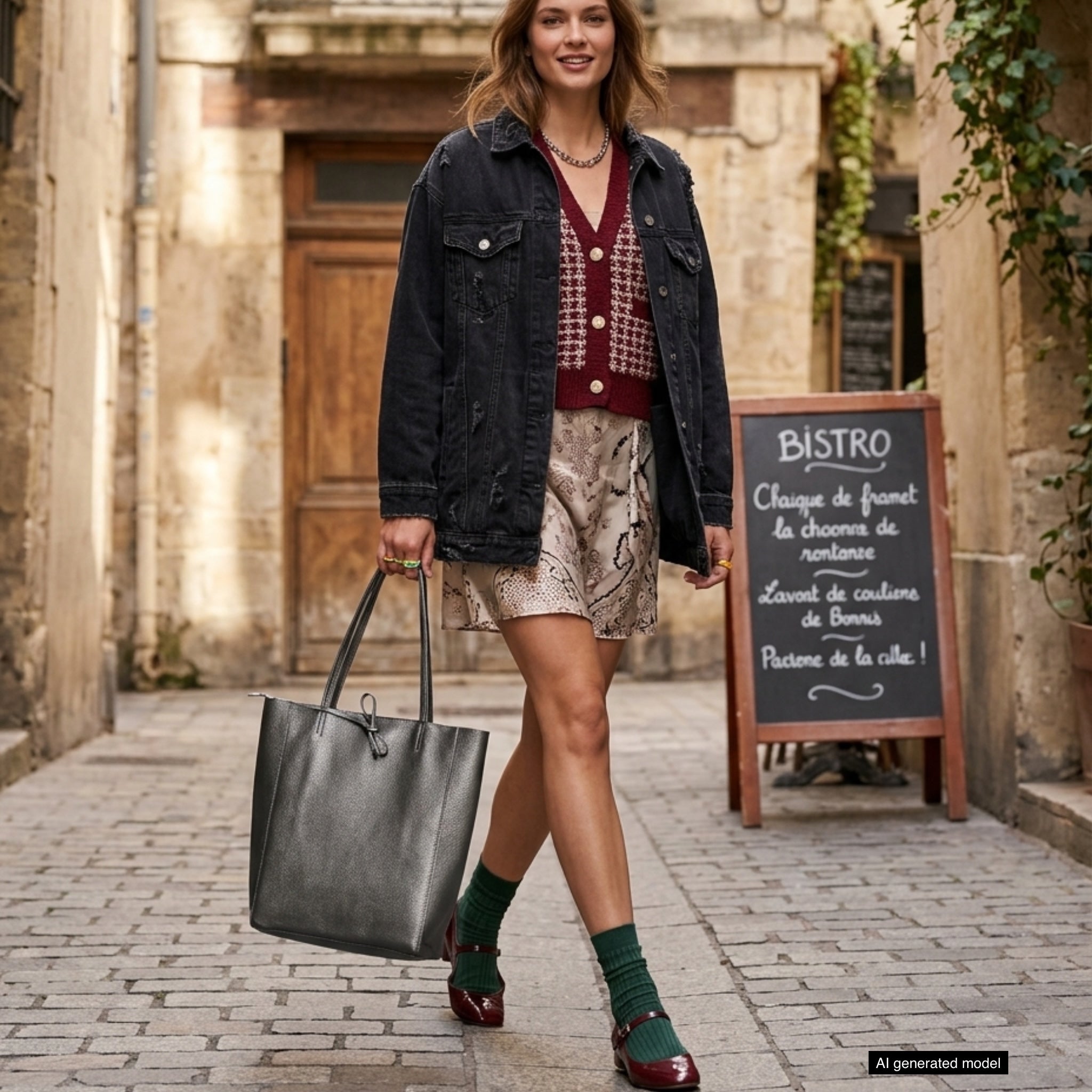 Italian Genuine Calf Leather Tote Bag - Minimalist Everyday Carryall