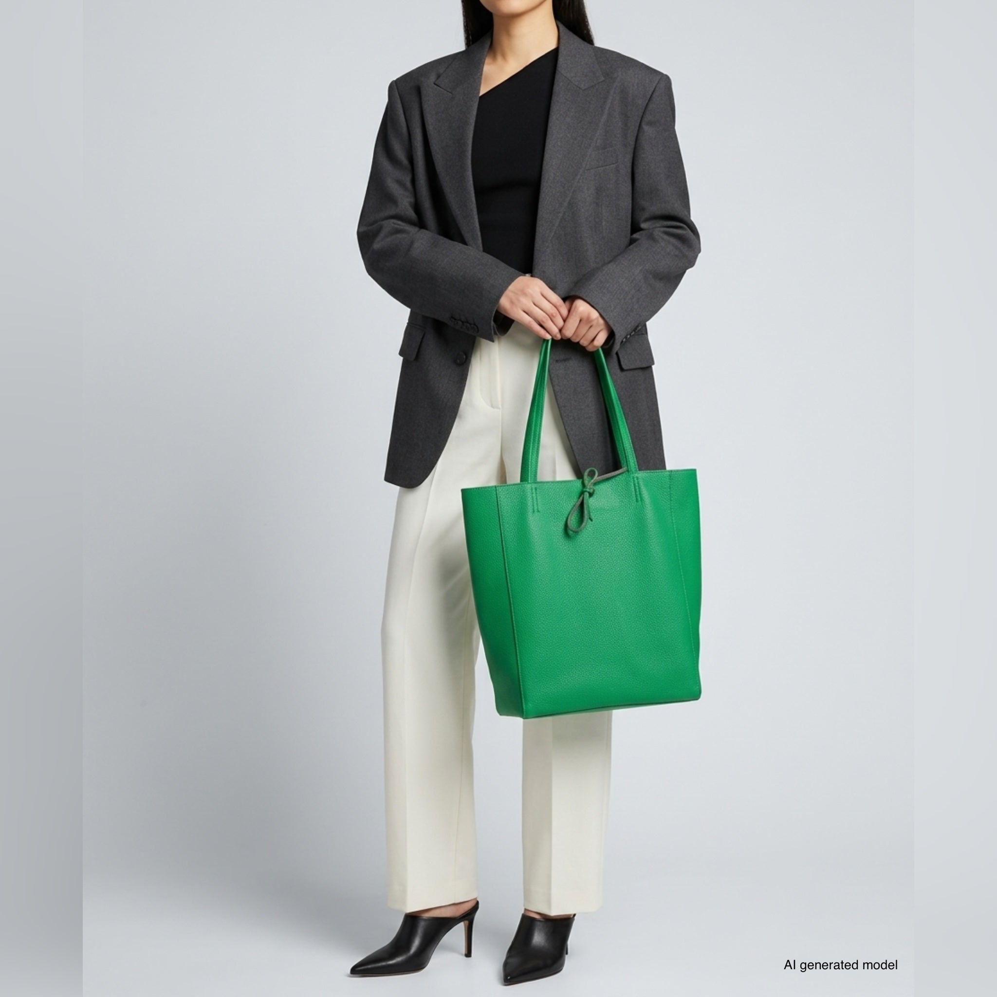 Italian Genuine Calf Leather Tote Bag - Minimalist Everyday Carryall