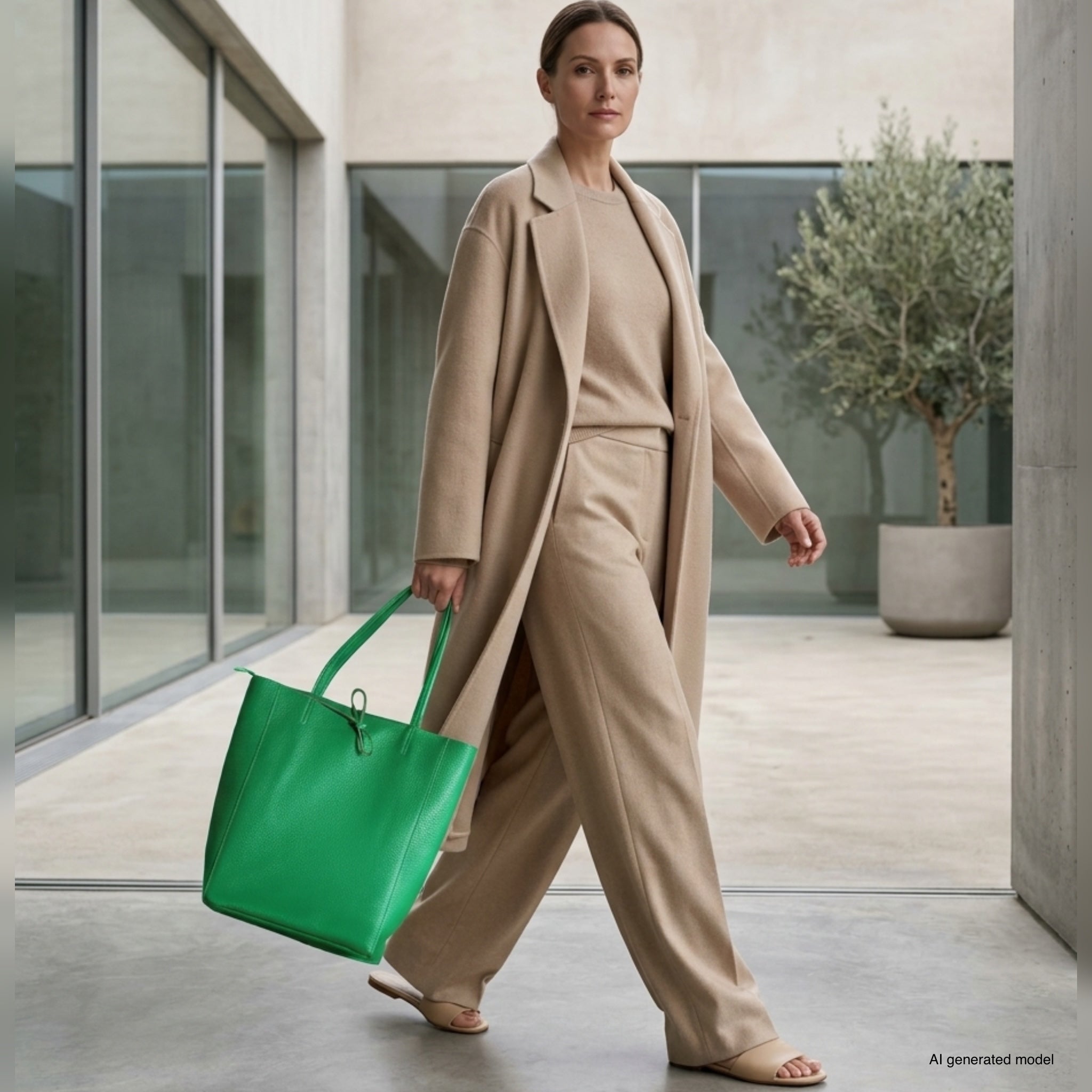 Italian Genuine Calf Leather Tote Bag - Minimalist Everyday Carryall