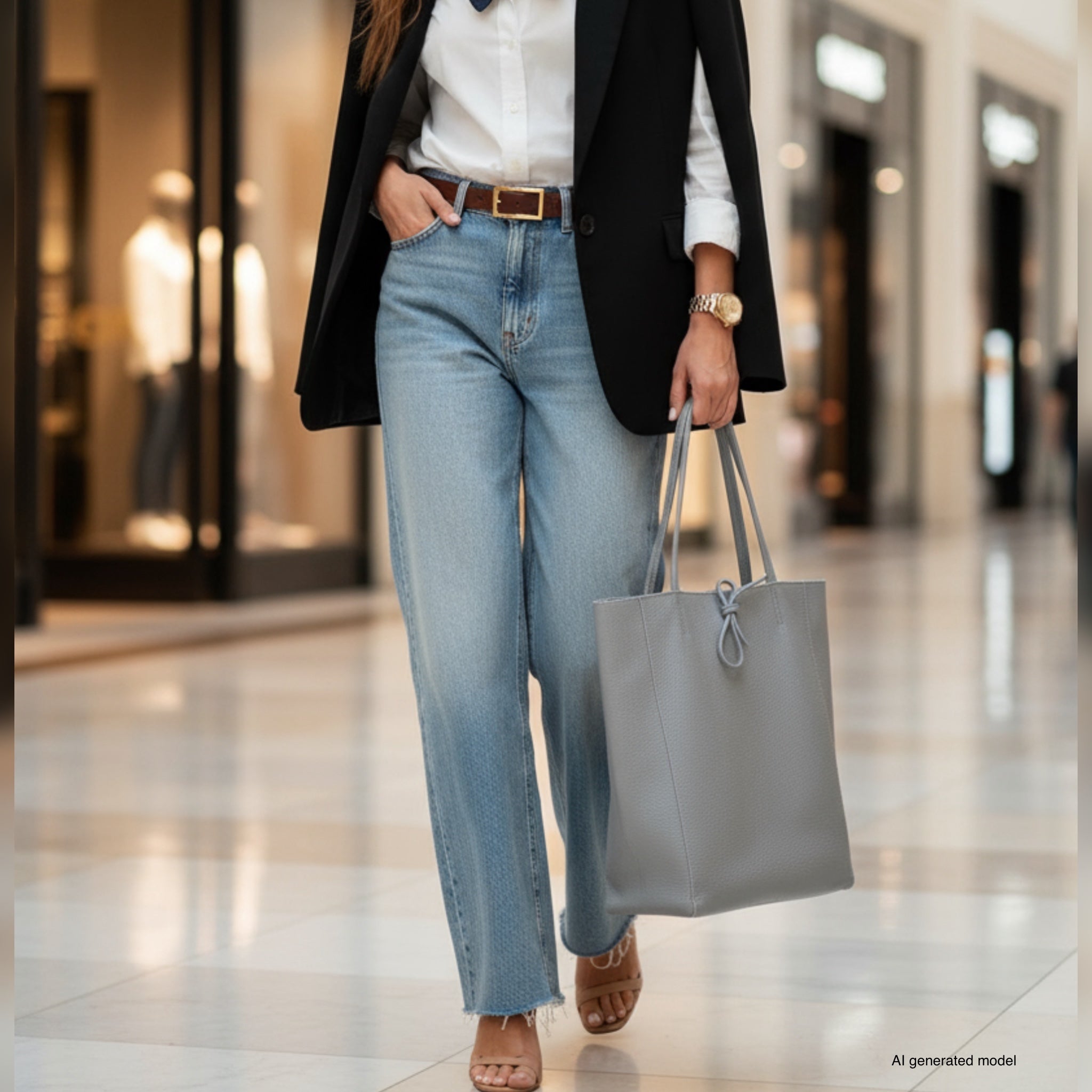 Italian Genuine Calf Leather Tote Bag - Minimalist Everyday Carryall