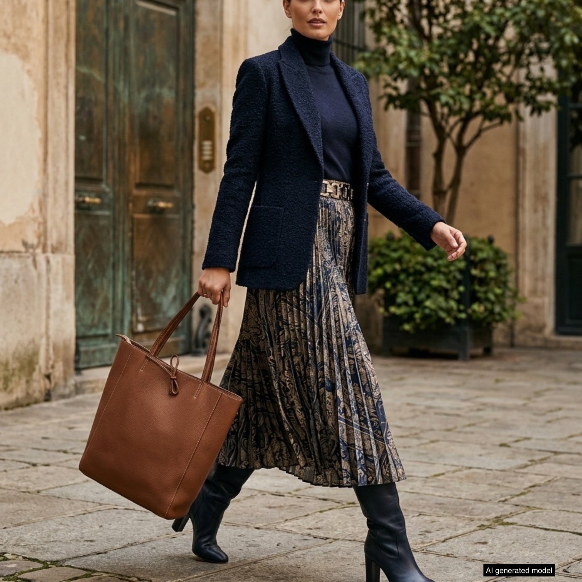 Italian Genuine Calf Leather Tote Bag - Minimalist Everyday Carryall