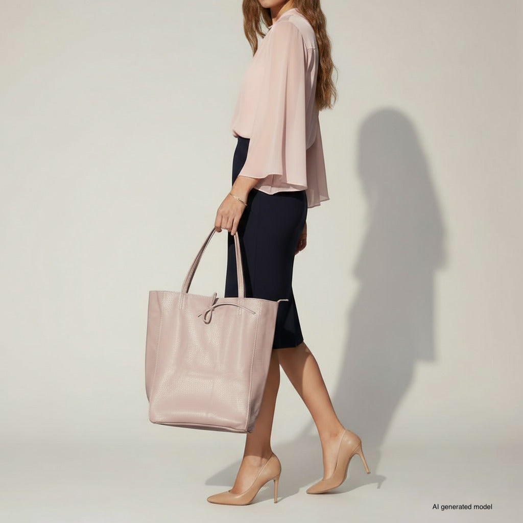 Italian Genuine Calf Leather Tote Bag - Minimalist Everyday Carryall