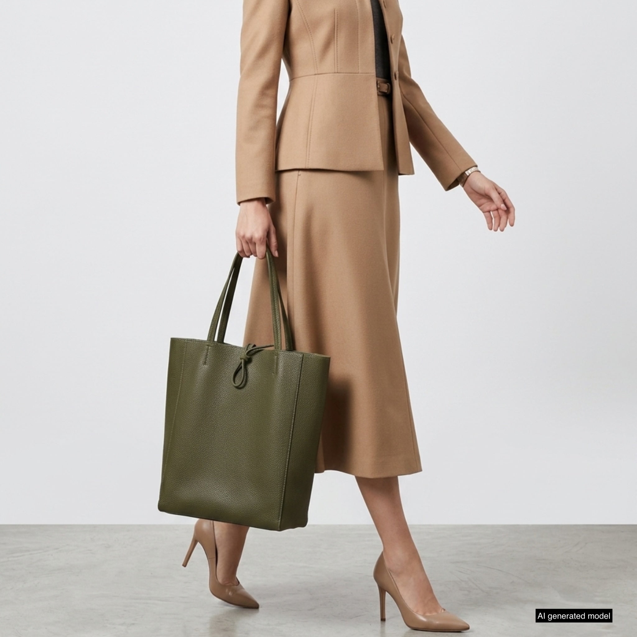Italian Genuine Calf Leather Tote Bag - Minimalist Everyday Carryall