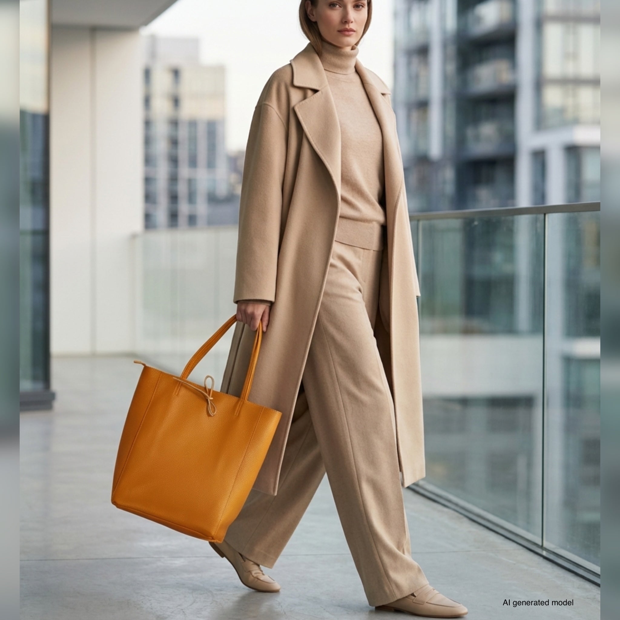 Italian Genuine Calf Leather Tote Bag - Minimalist Everyday Carryall