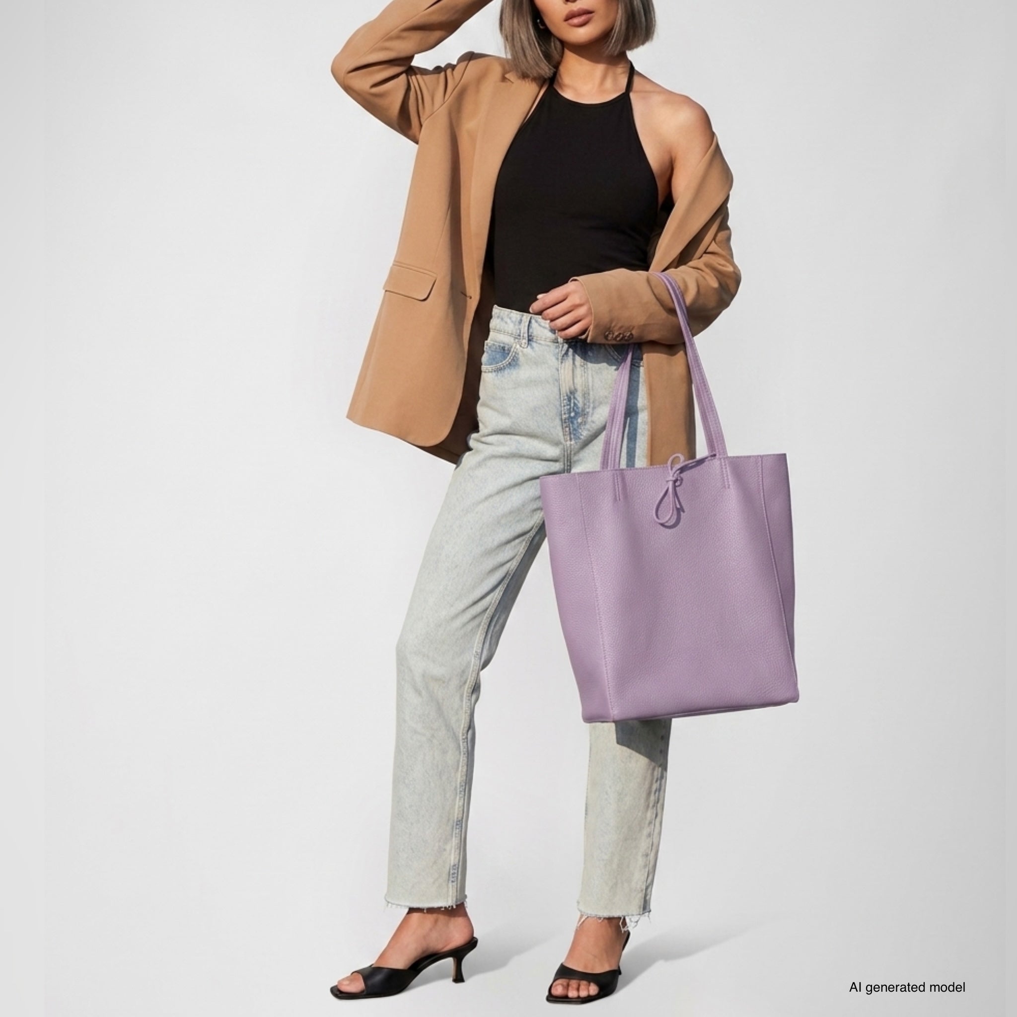 Italian Genuine Calf Leather Tote Bag - Minimalist Everyday Carryall