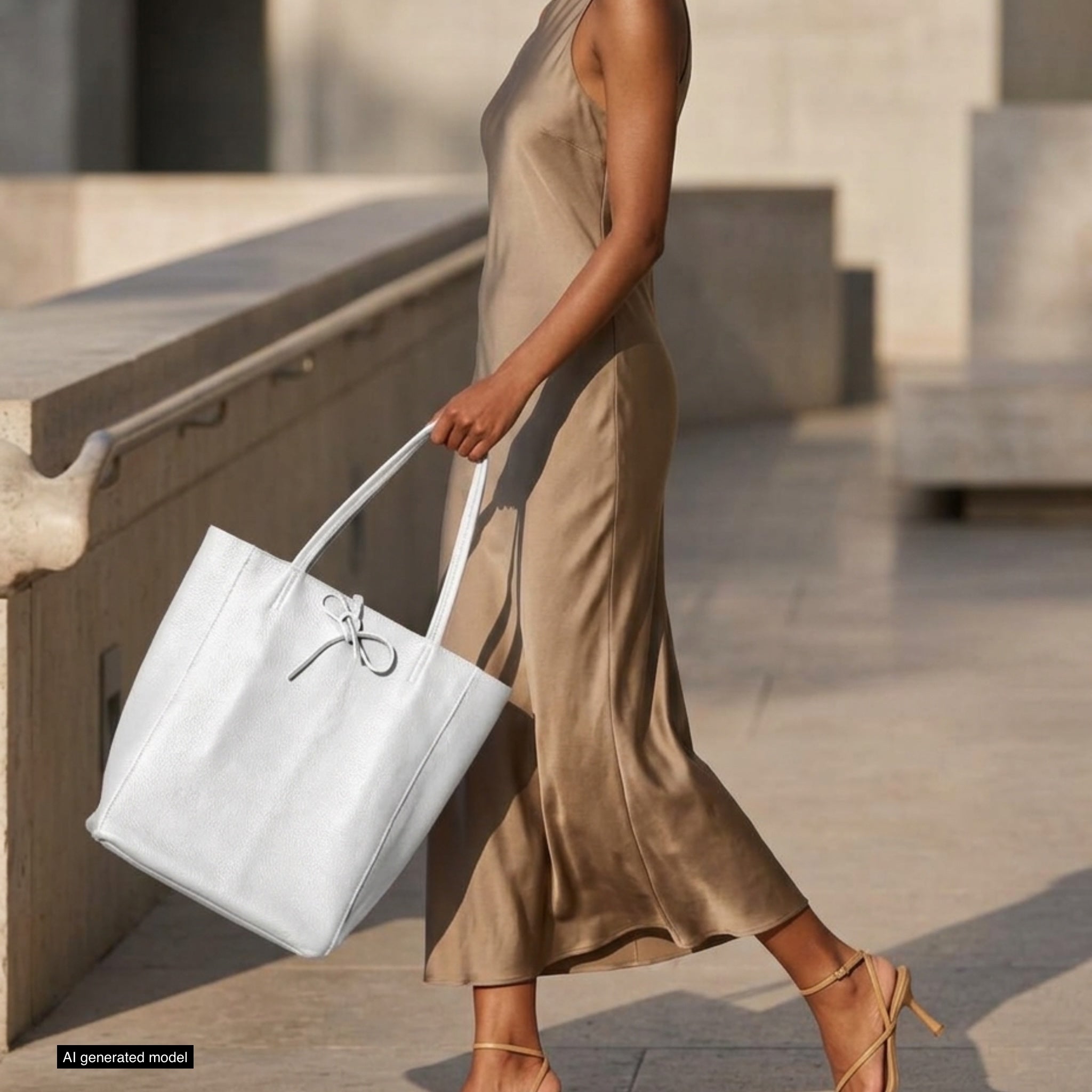 Italian Genuine Calf Leather Tote Bag - Minimalist Everyday Carryall